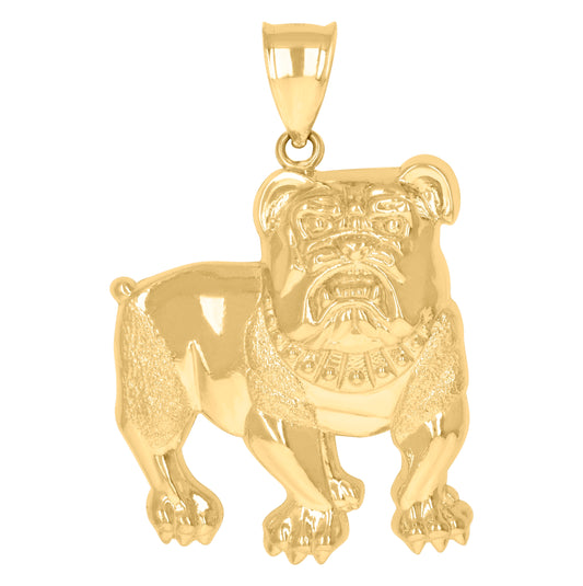 10K Yellow Gold Mens Animal Bull Dog Wildlife Charm Pendant