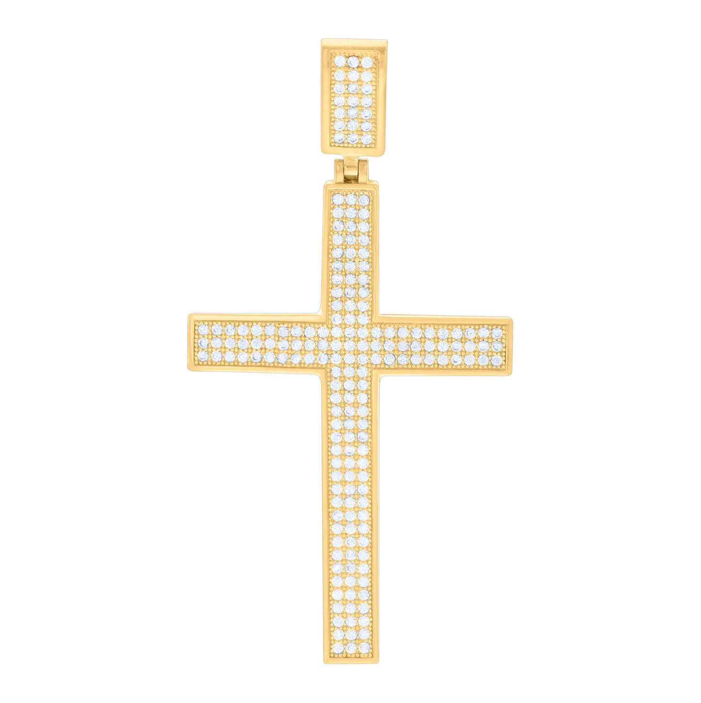 10K Two-Tone Gold Mens Women Cubic Zirconia Crucifix Cross Religious Charm Pendant