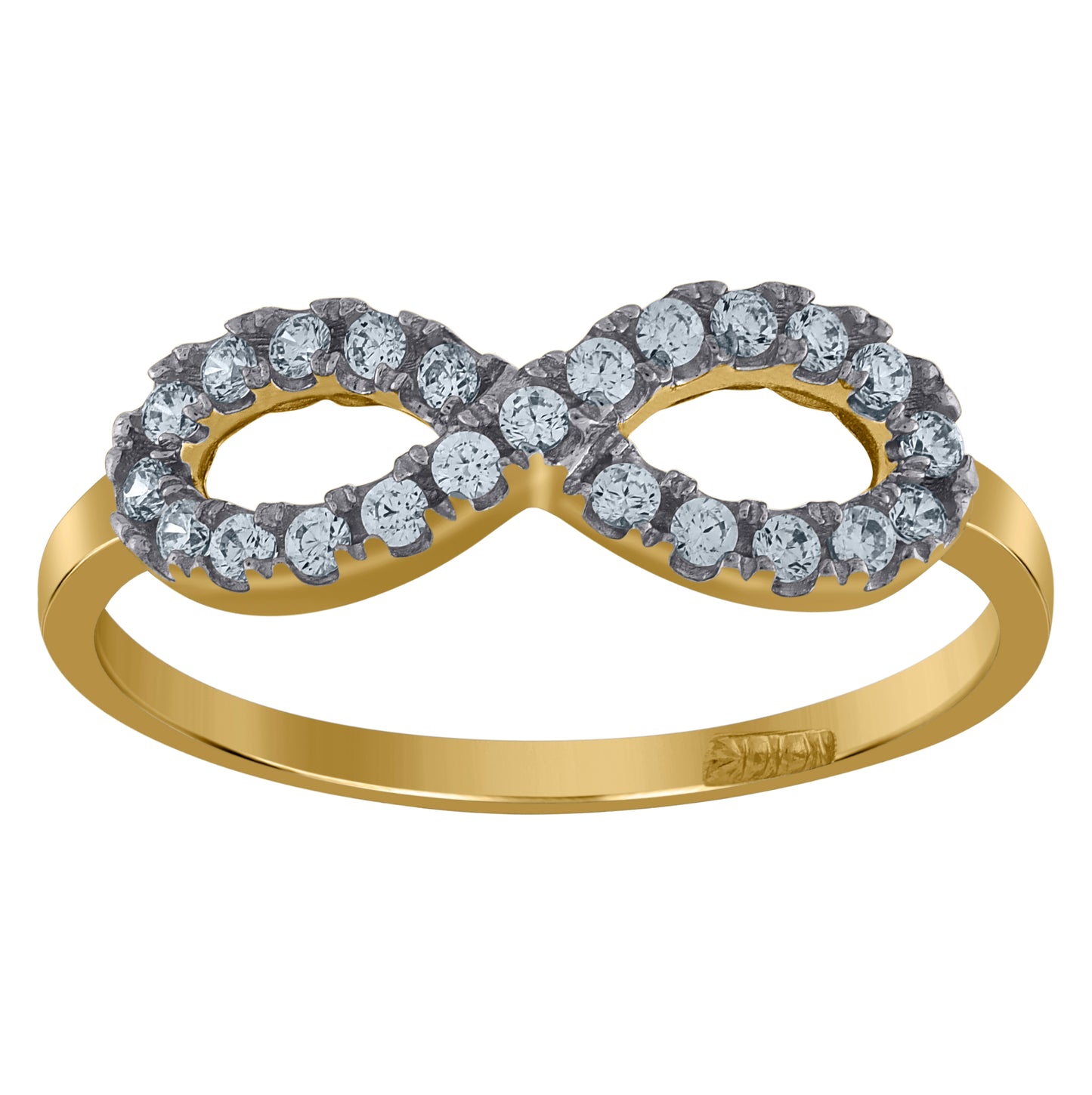 10K Two-Tone Gold Womens Cubic Zirconia Love Infinity Engagement Ring