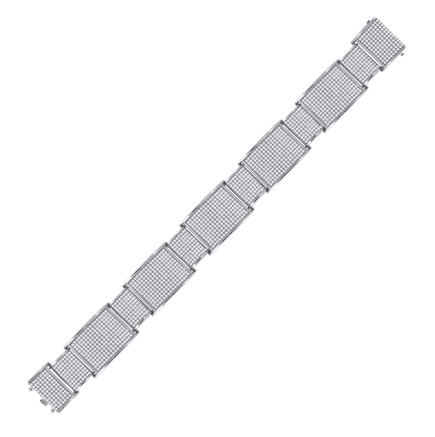 Sterling Silver Men Micropave Cubic Zirconia Link Bracelet