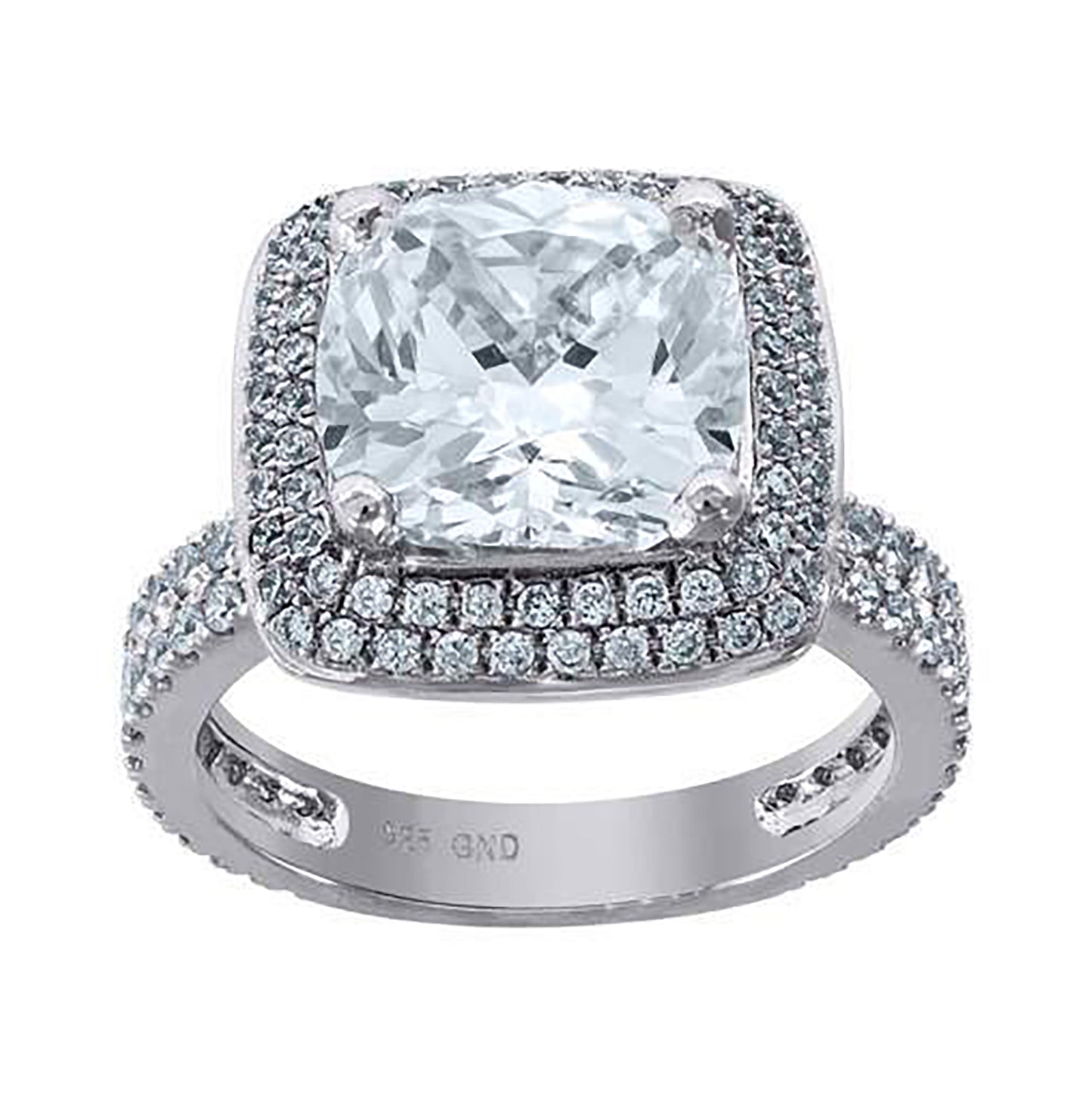 Sterling Silver Women's Cubic Zirconia Square Head Bridal Anniversary Engagement Wedding Ring