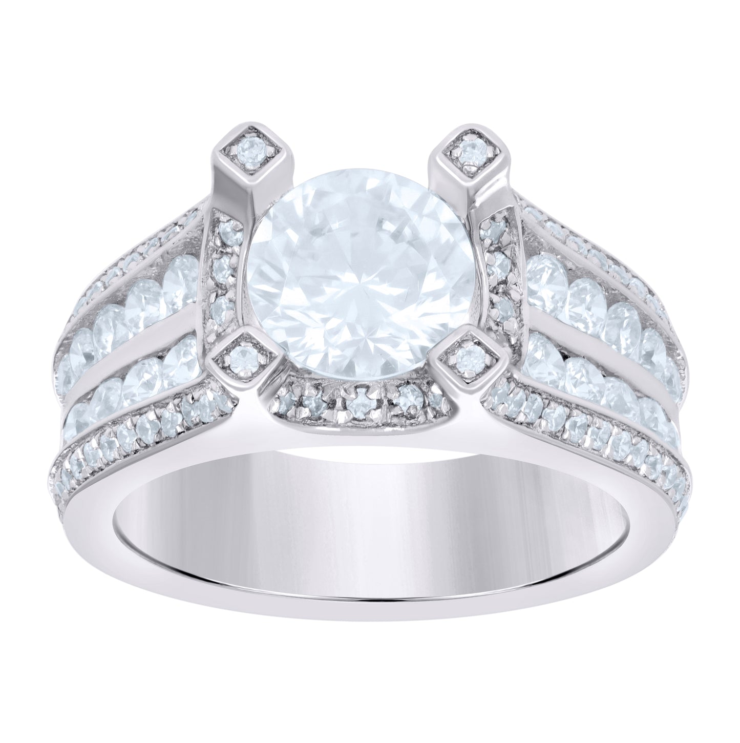 Sterling Silver Women's Cubic Zirconia Bridal Anniversary Engagement Wedding Ring