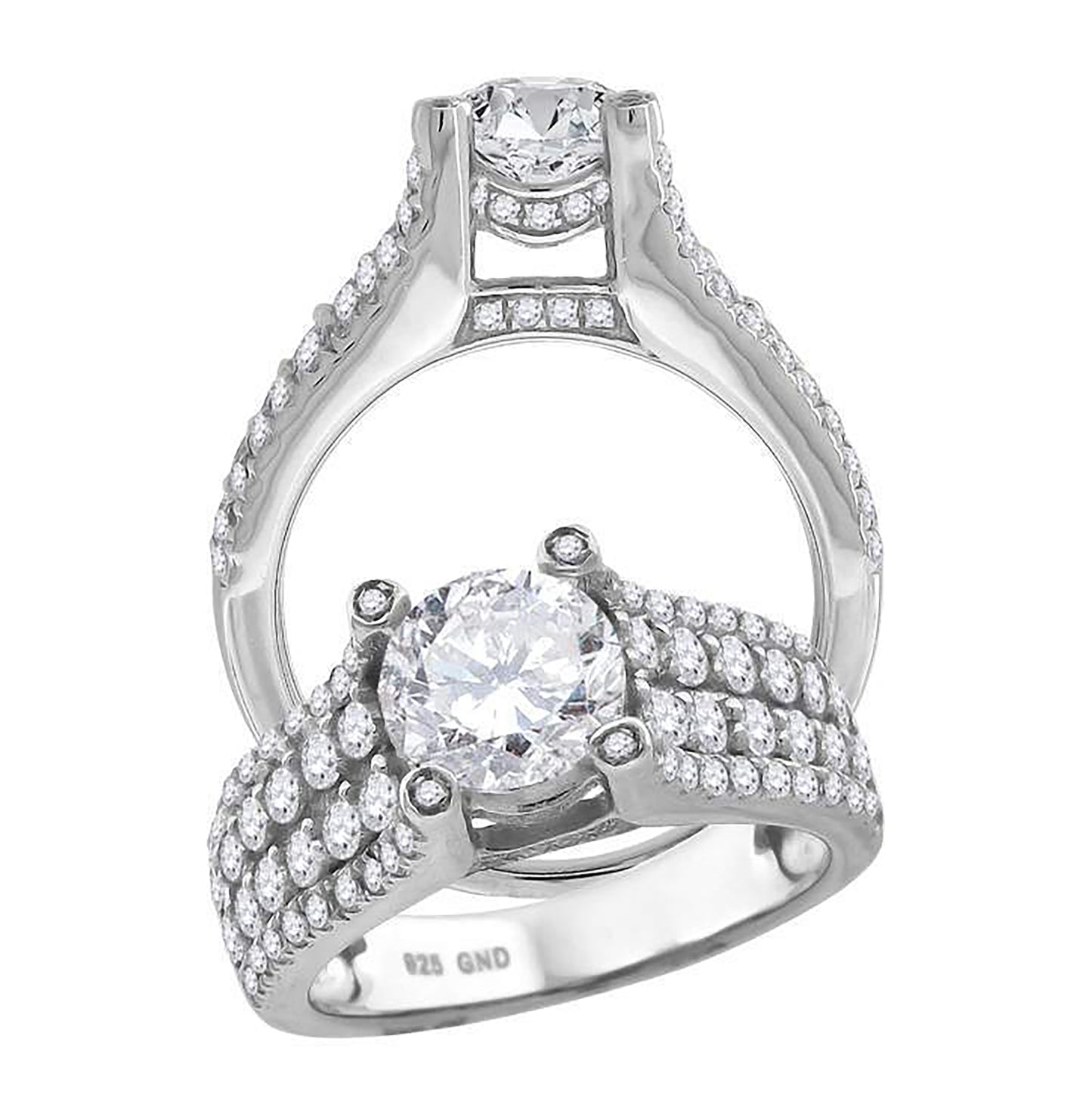 Sterling Silver Women's Cubic Zirconia Bridal Anniversary Engagement Wedding Ring