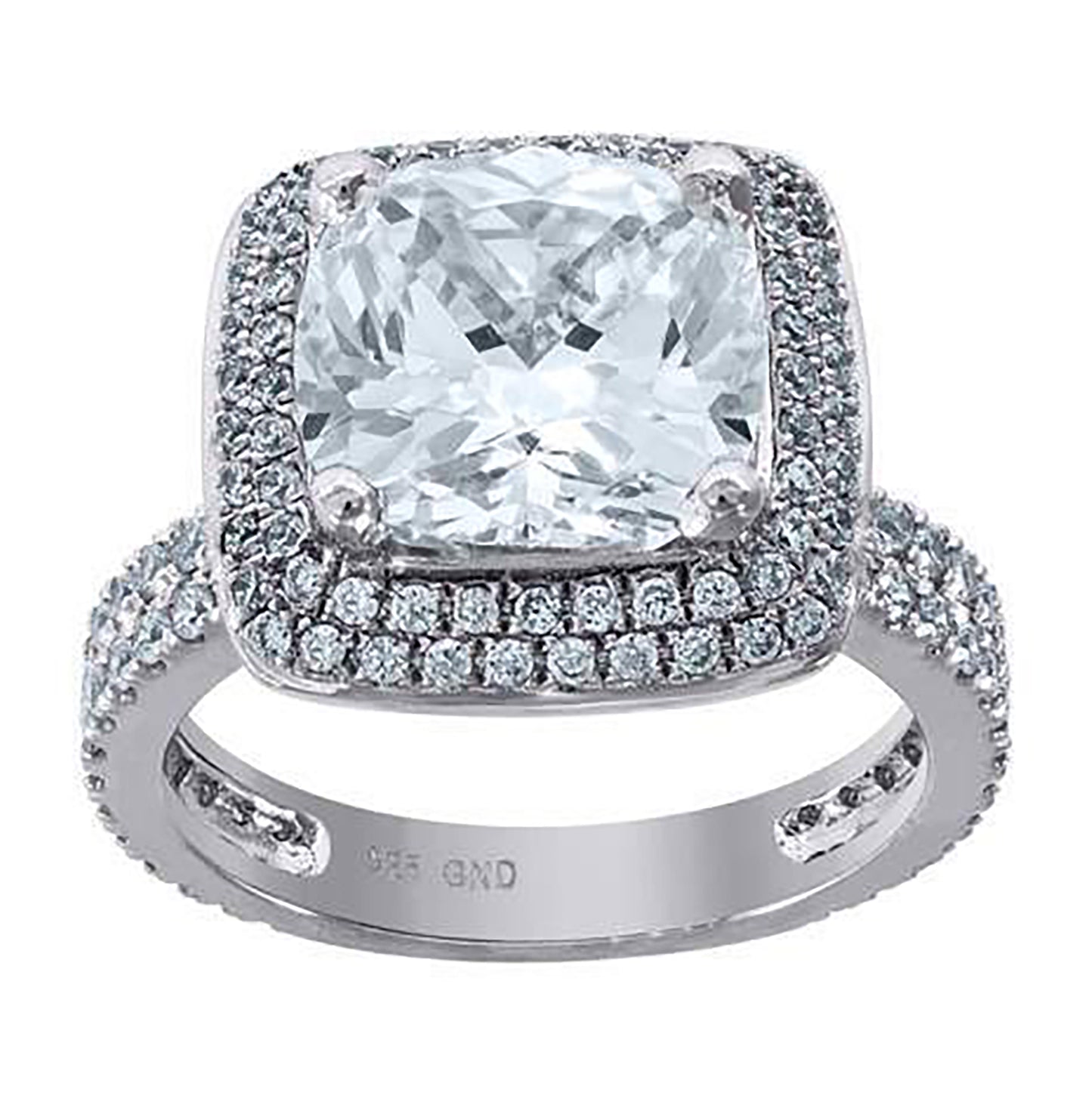 Sterling Silver Women's Cubic Zirconia Square Head Bridal Anniversary Engagement Wedding Ring