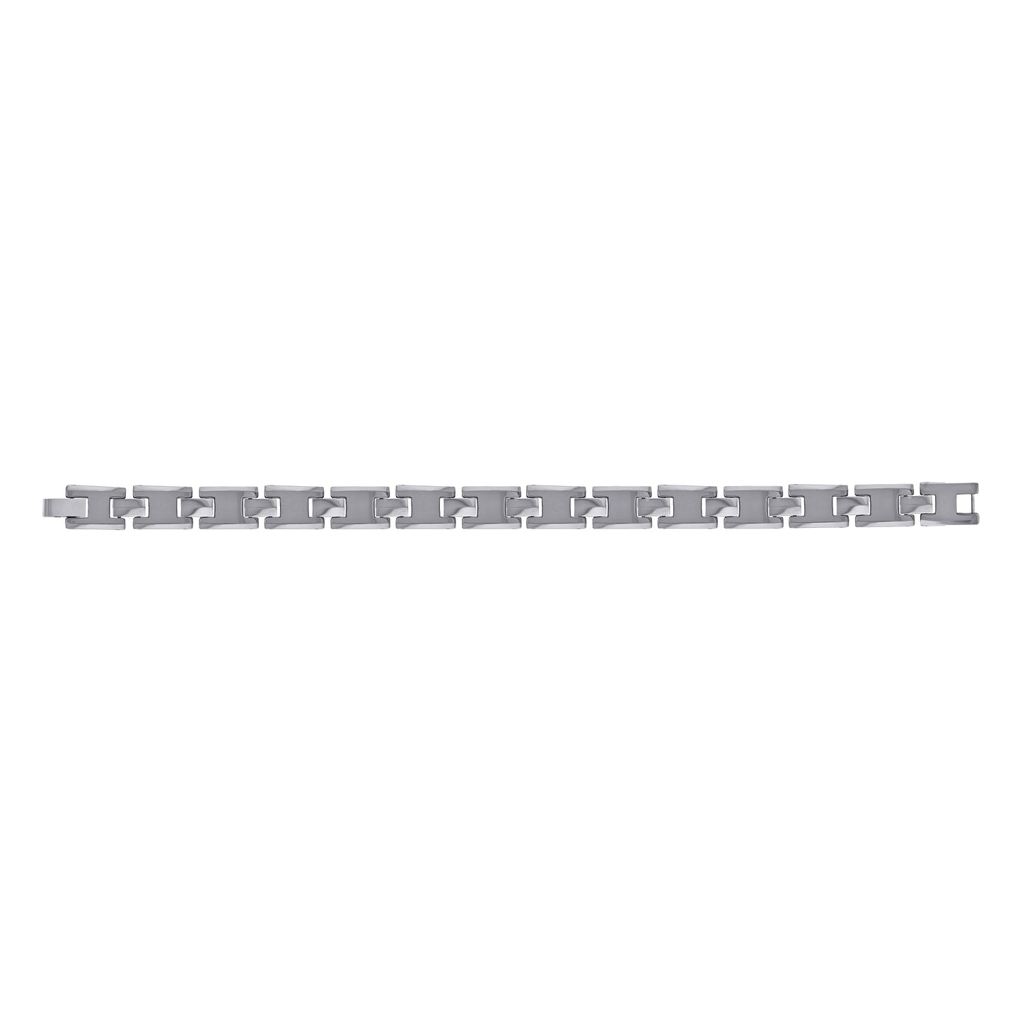Tungsten Mens Polished And Brushed Link Bracelet 12mm Size 8.5 Inches