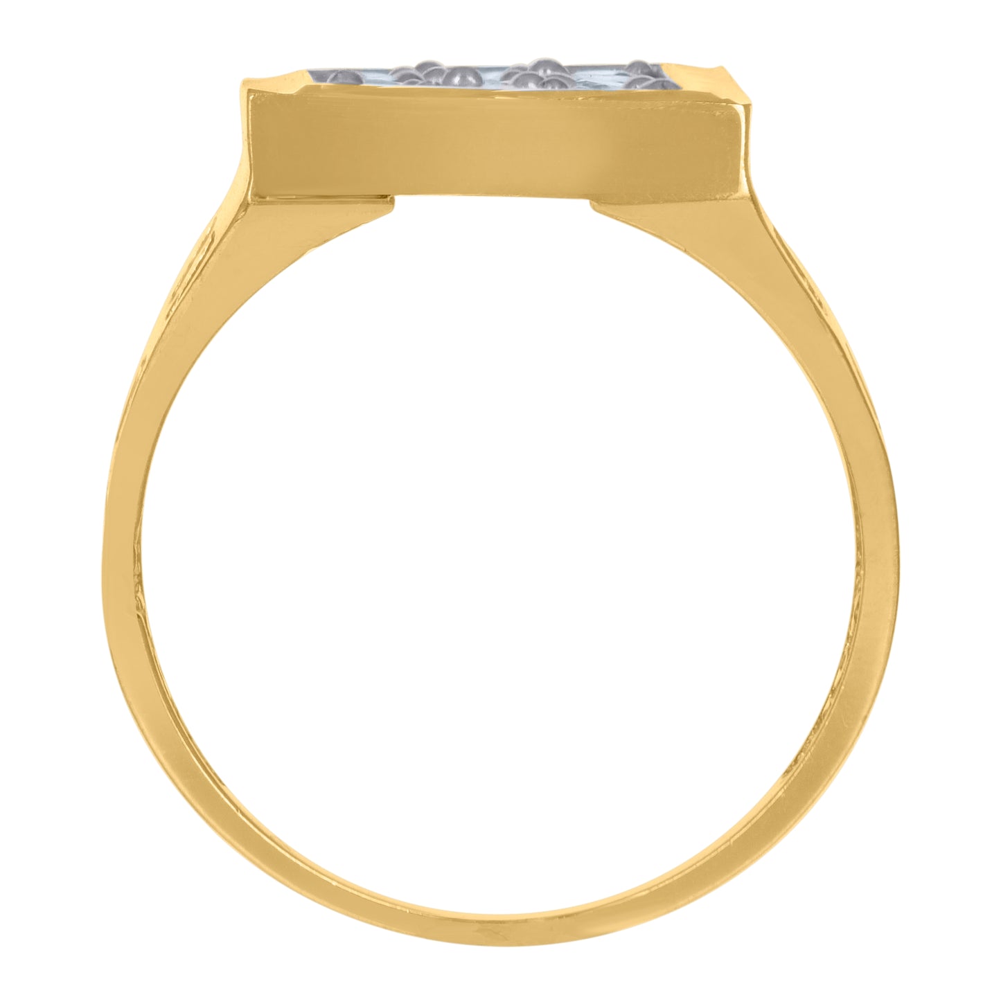 10K Two-Tone Gold Mens Cubic Zirconia Diamond Cut Square Head Engagement Ring