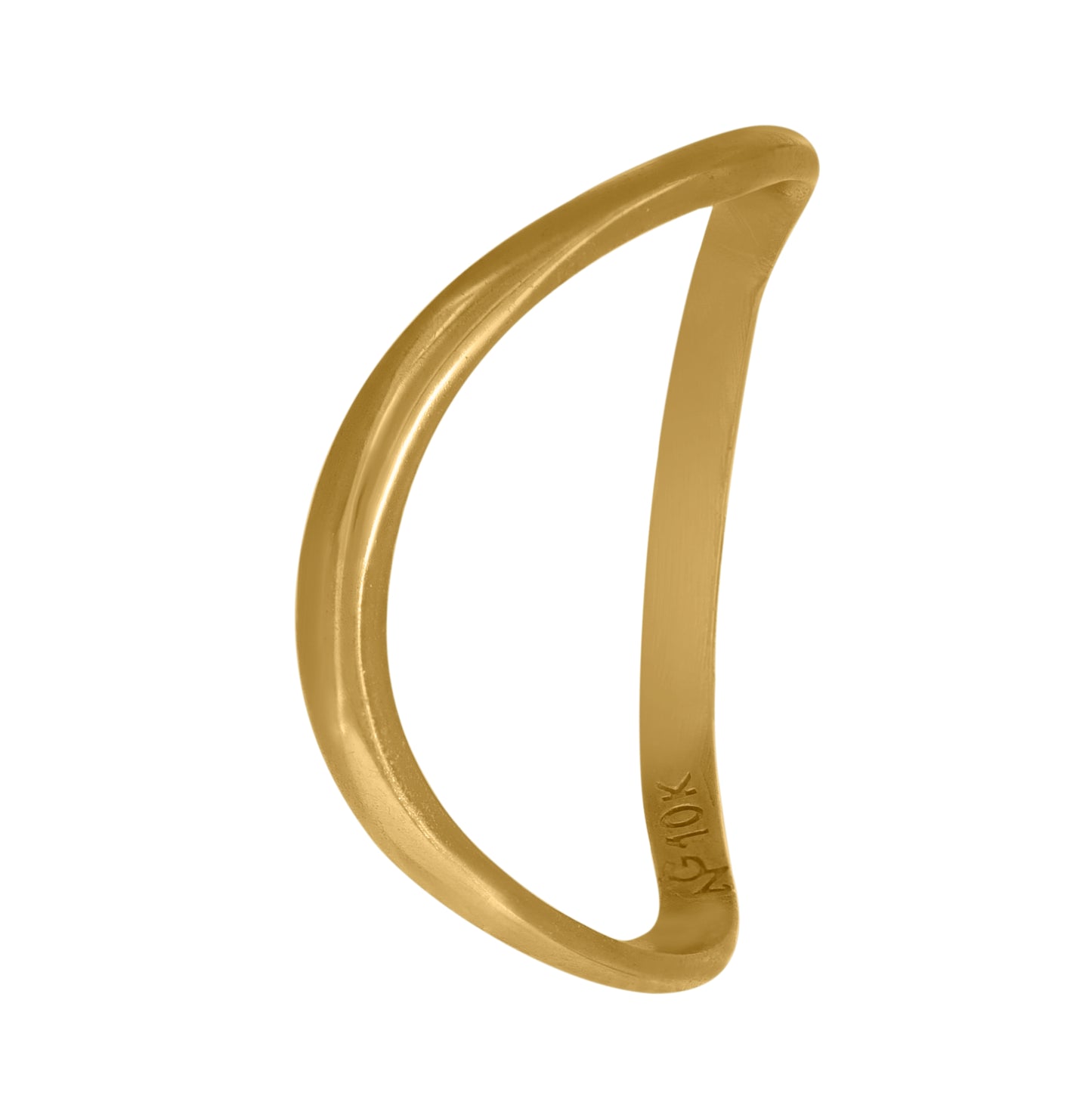 10K Yellow Gold Womens Polished Curved Band Ring