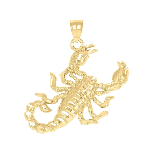 10K Yellow Gold Diamond-Cut Unisex Scorpio Animal Charm Pendant