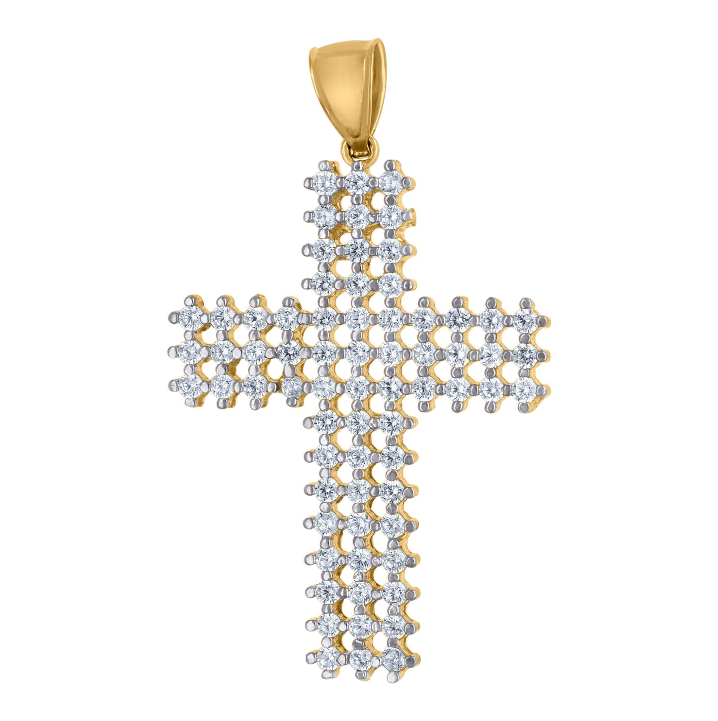 10K Yellow Gold Mens Cubic-Zirconia Cross Religious Charm Pendant