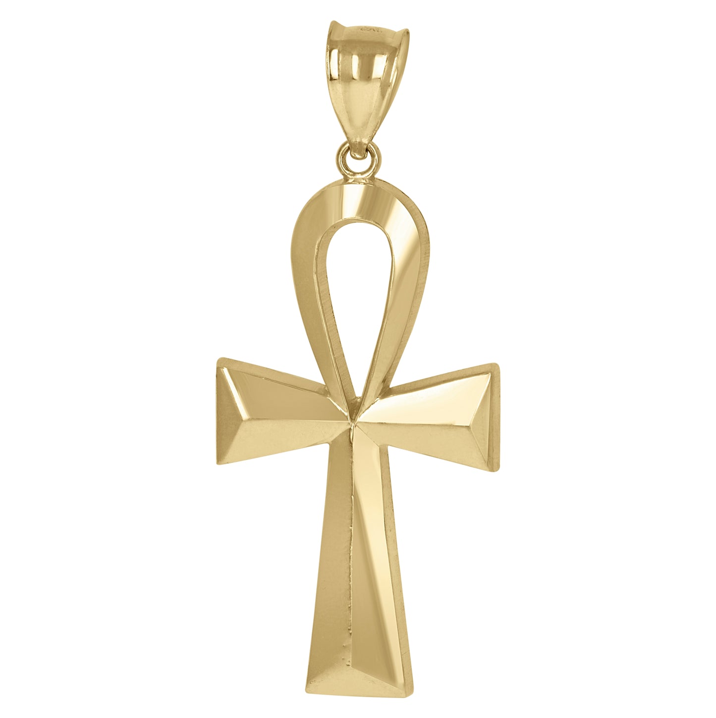 10K Yellow Gold Mens Ankh Cross Egyptian Religious Charm Pendant