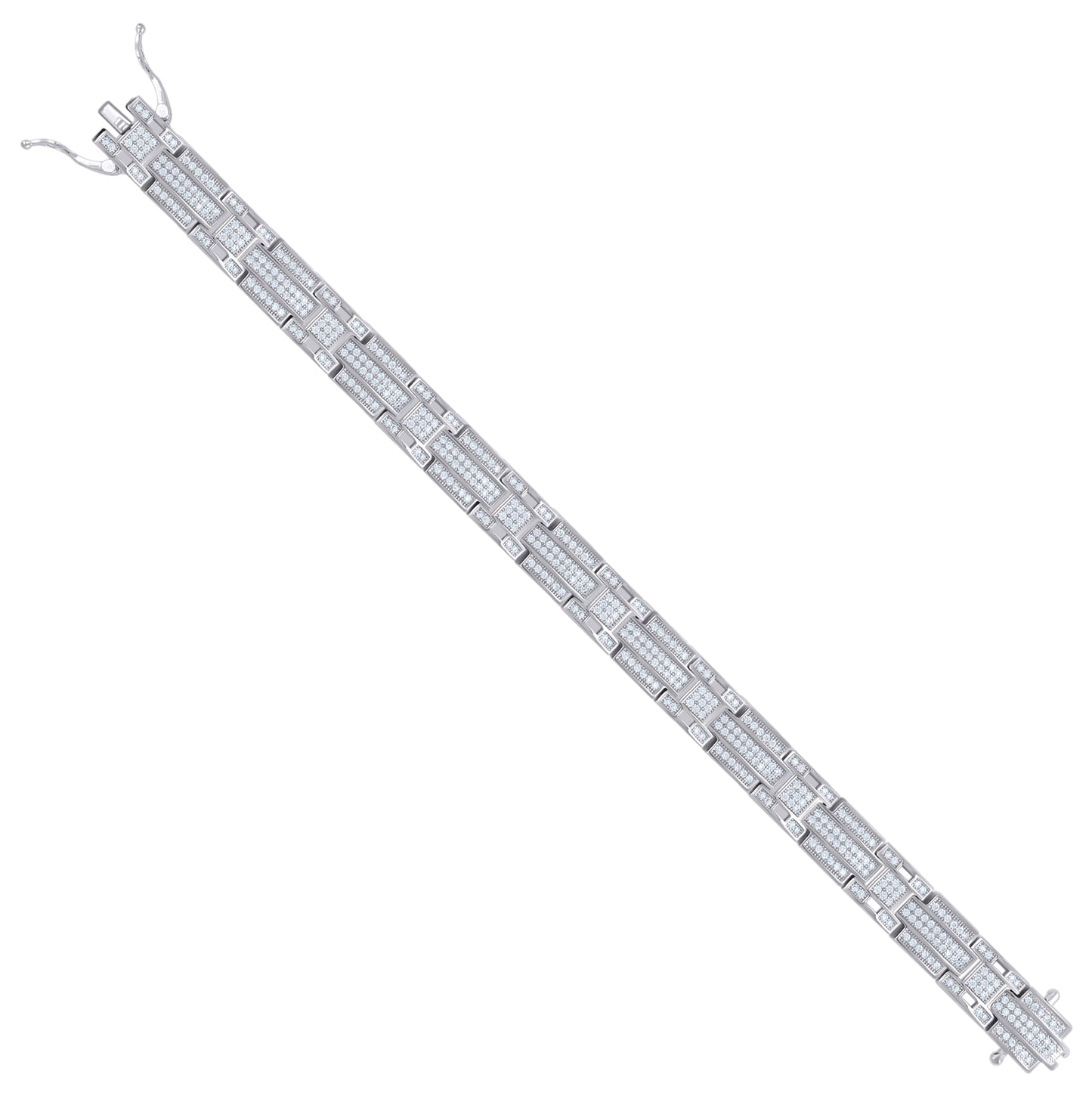Sterling Silver Men Cubic Zirconia Link Bracelet