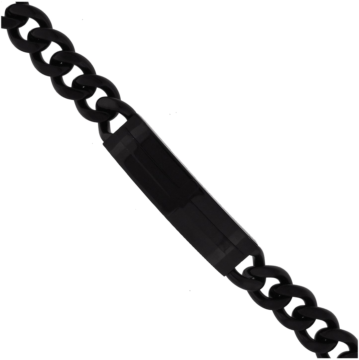 Stainless Steel Black-tone Mens Cuban Id Bracelet