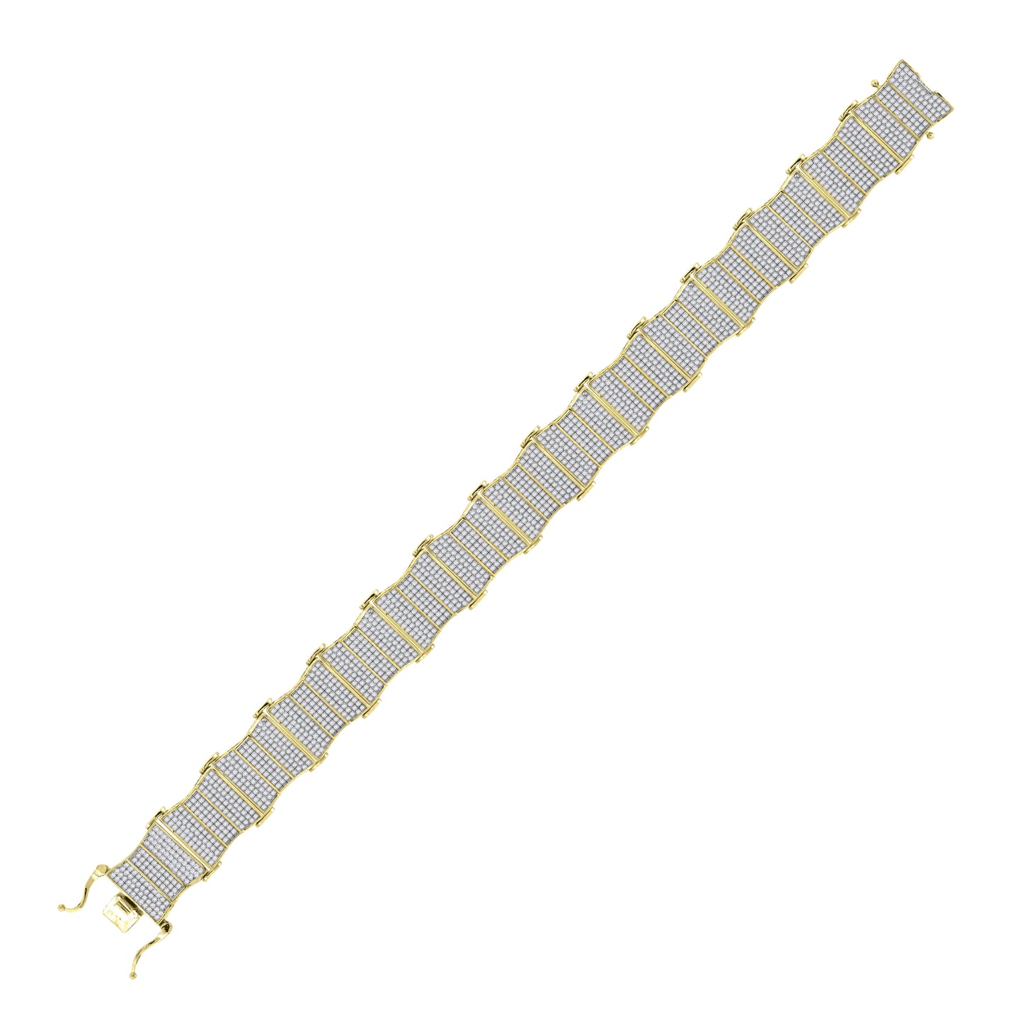 Sterling Silver Unisex Micropave Cubic Zirconia Link Bracelet