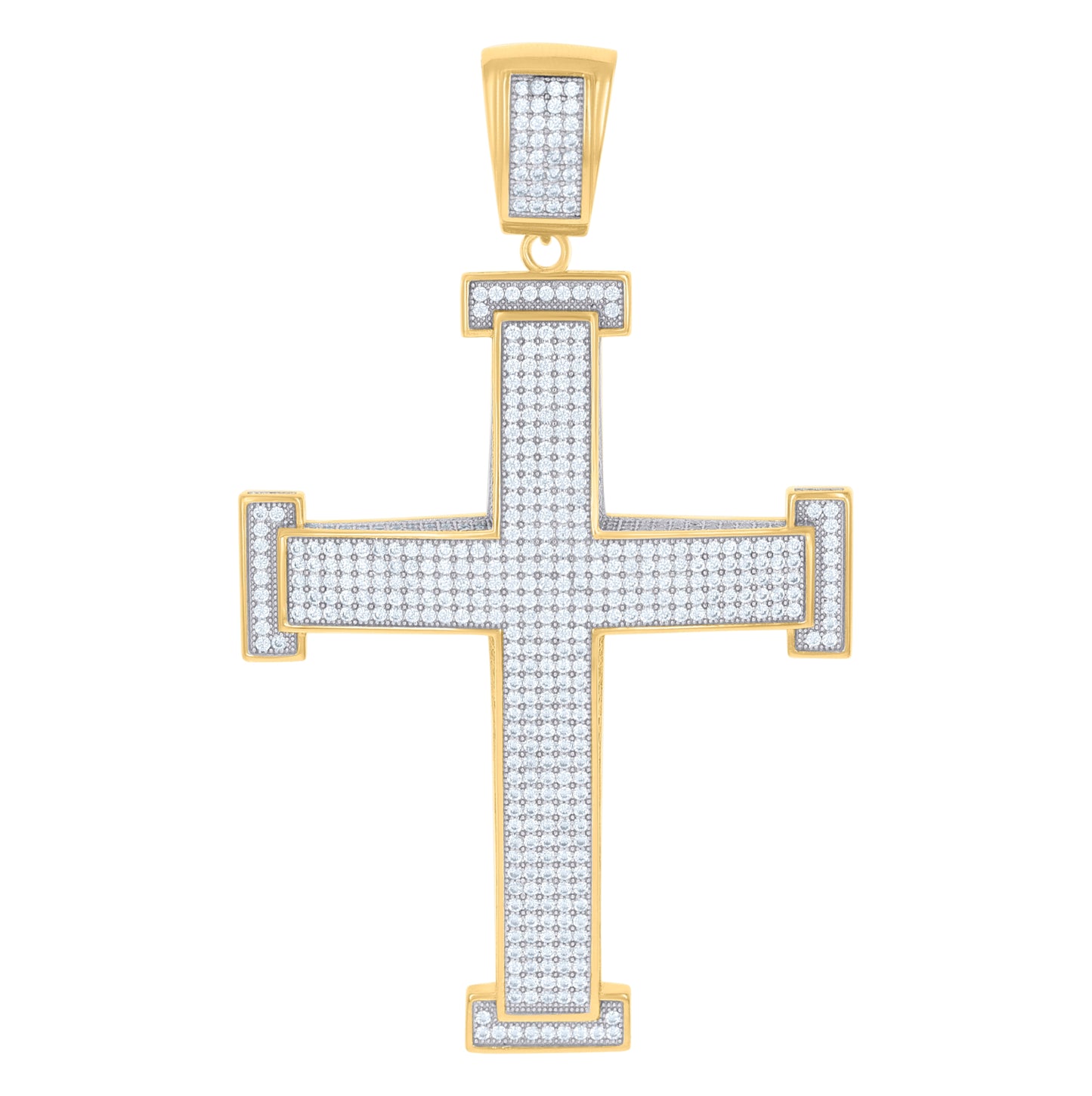 Sterling Silver Unisex Cubic Zirconia Cross Religious Charm Pendant
