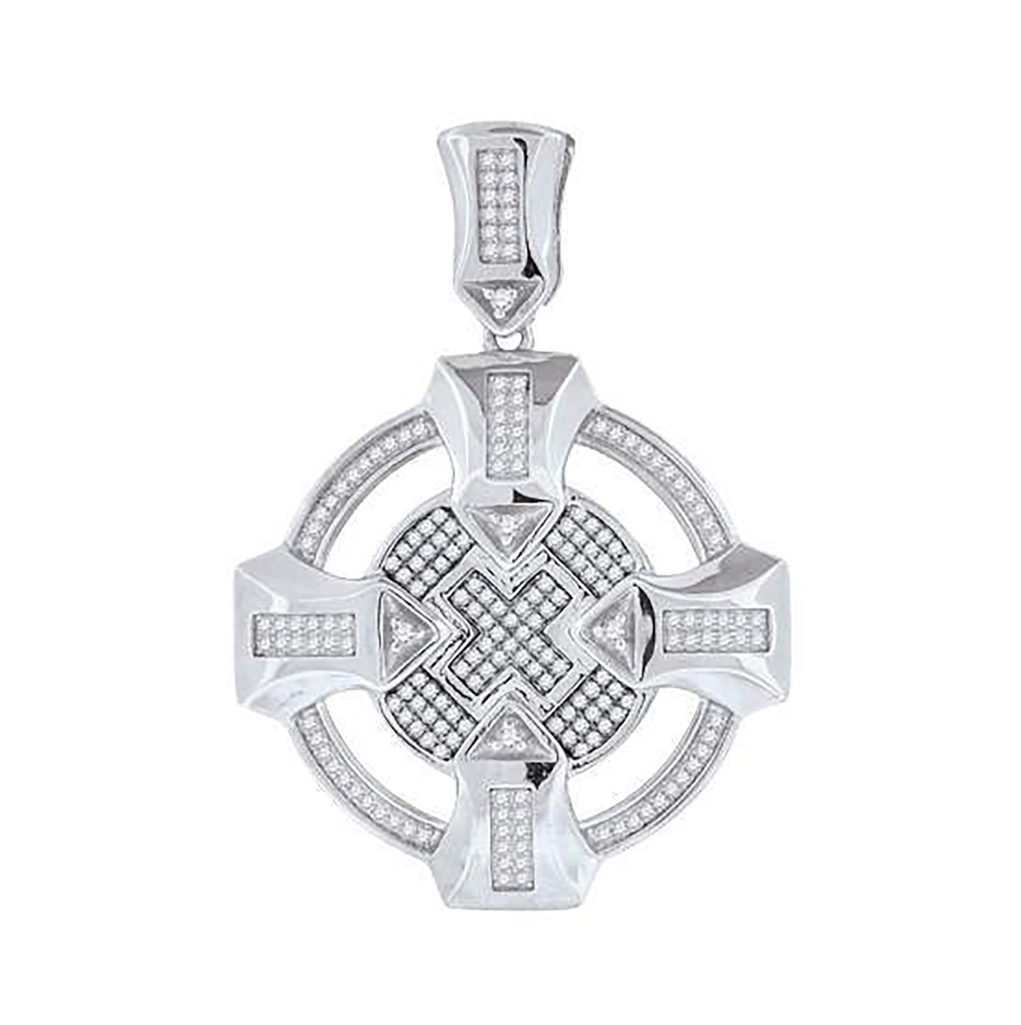 Sterling Silver Mens Cubic Zirconia Fashion Charm Pendant