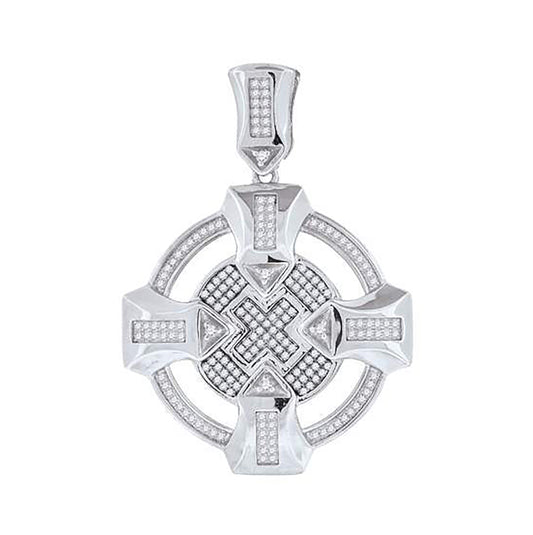Sterling Silver Mens Cubic Zirconia Fashion Charm Pendant