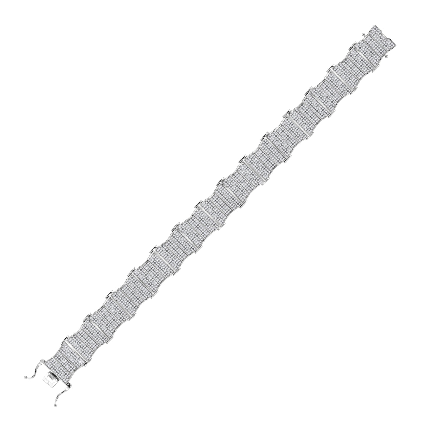 Sterling Silver Unisex Micropave Cubic Zirconia Link Bracelet