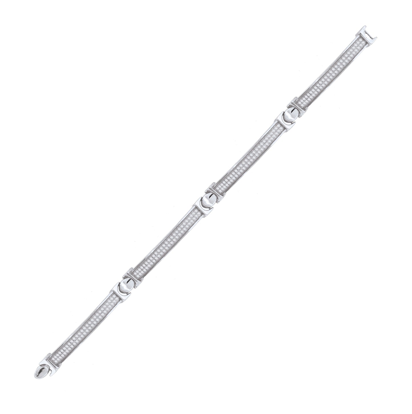 Sterling Silver Women Micropave Cubic Zirconia Link Bracelet
