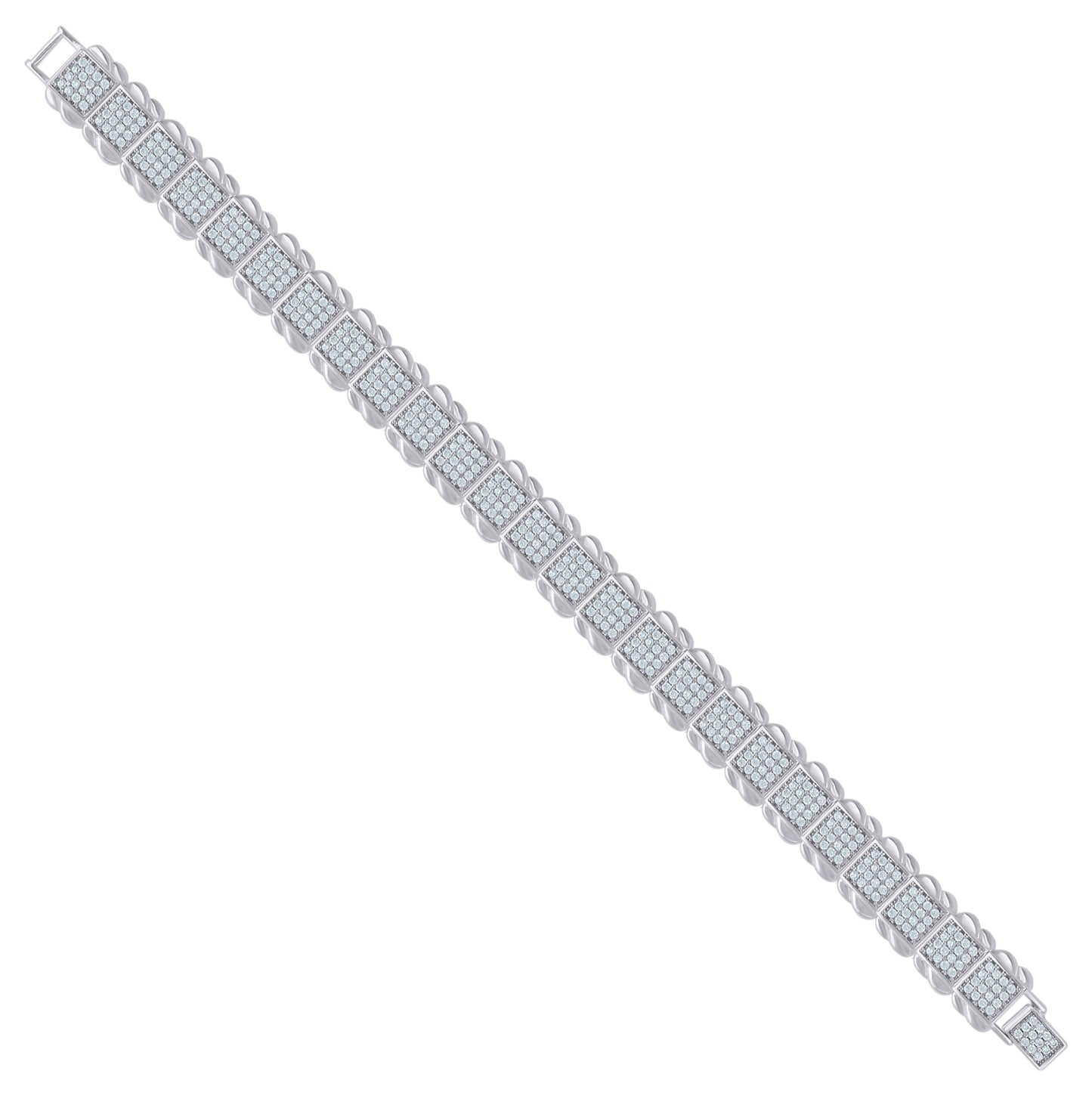 Sterling Silver Women Micropave Cubic Zirconia Link Bracelet