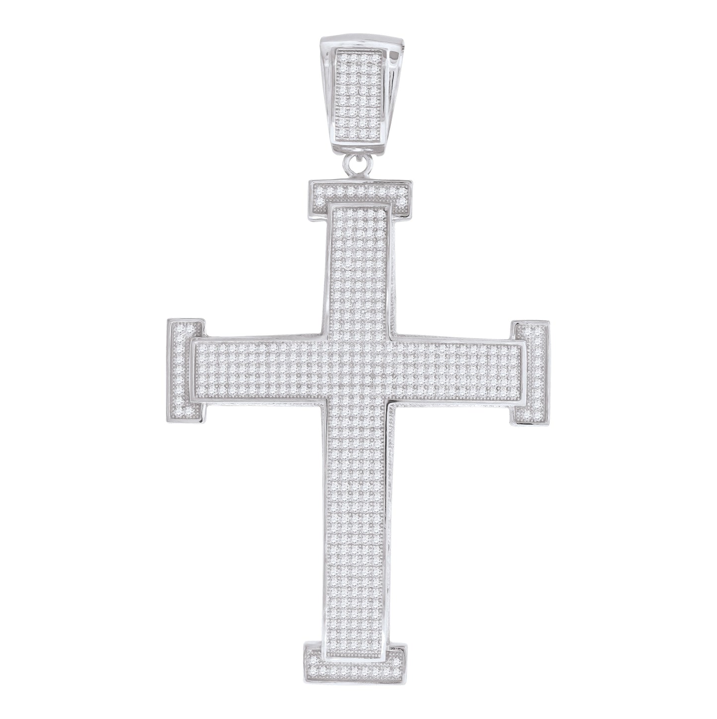 Sterling Silver Unisex Cubic Zirconia Cross Religious Charm Pendant