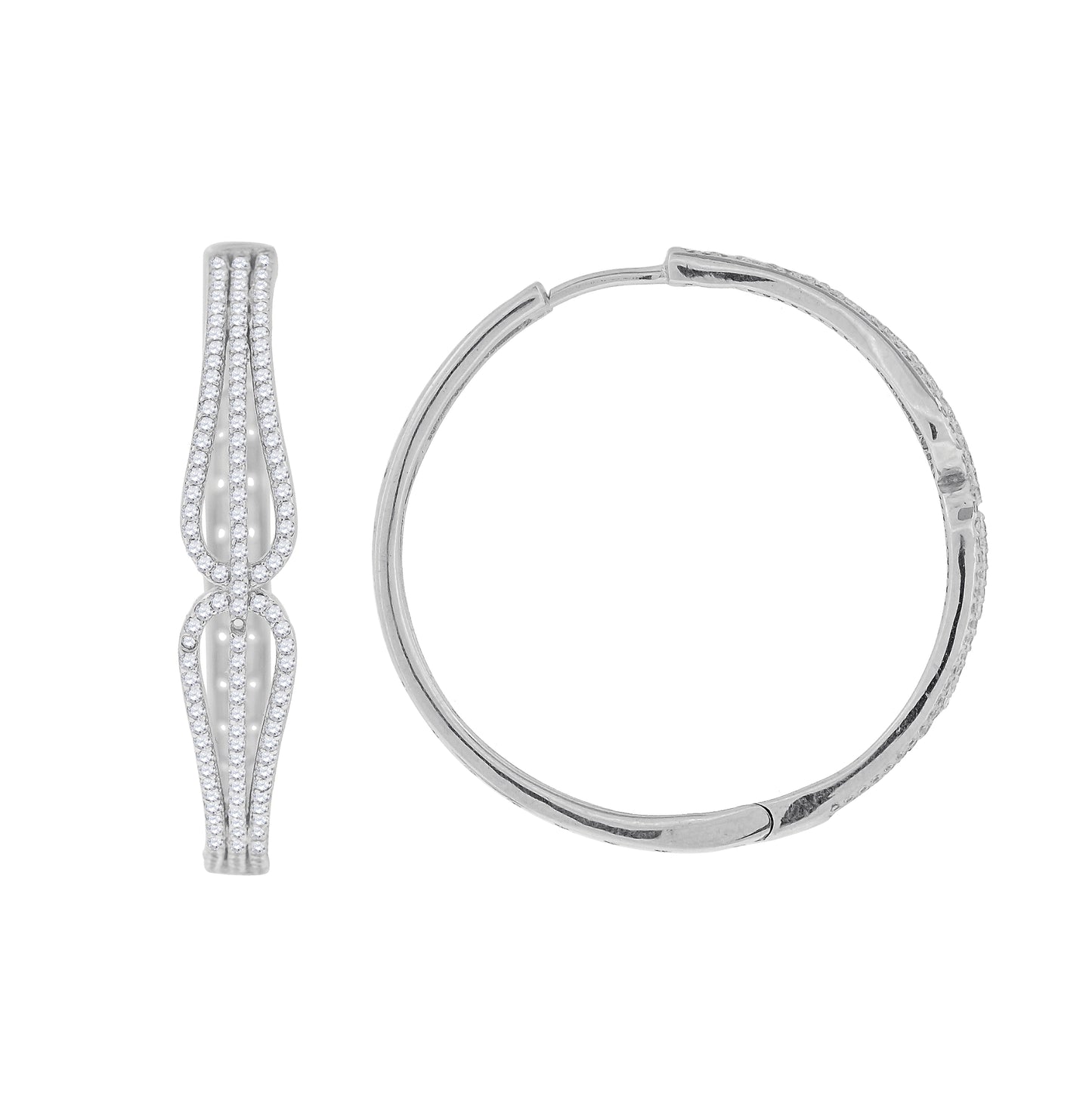 Sterling Silver Womens Cubic Zirconia Huggie Hoop Earrings