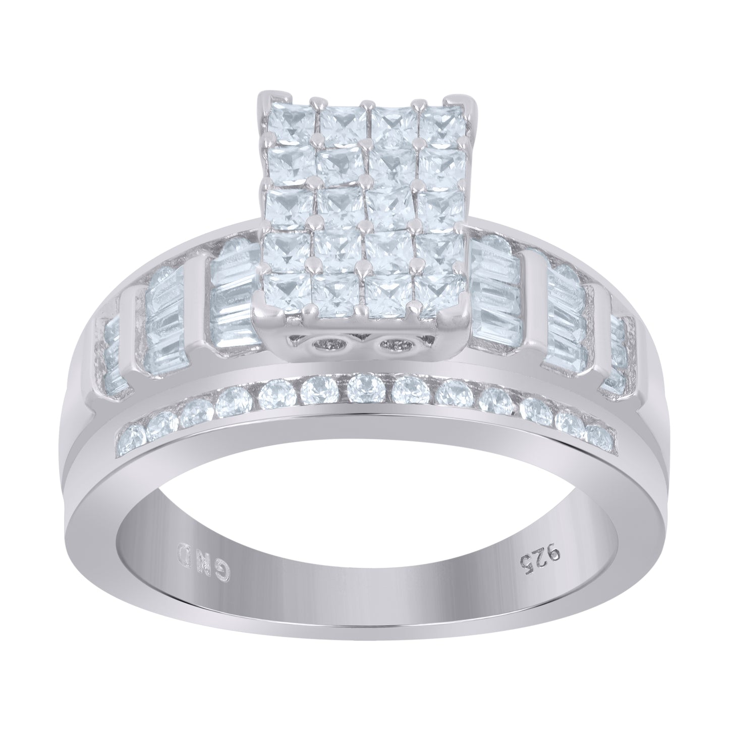 Sterling Silver Women's Cubic Zirconia Cinderella Bridal Anniversary Wedding Engagement Band Ring