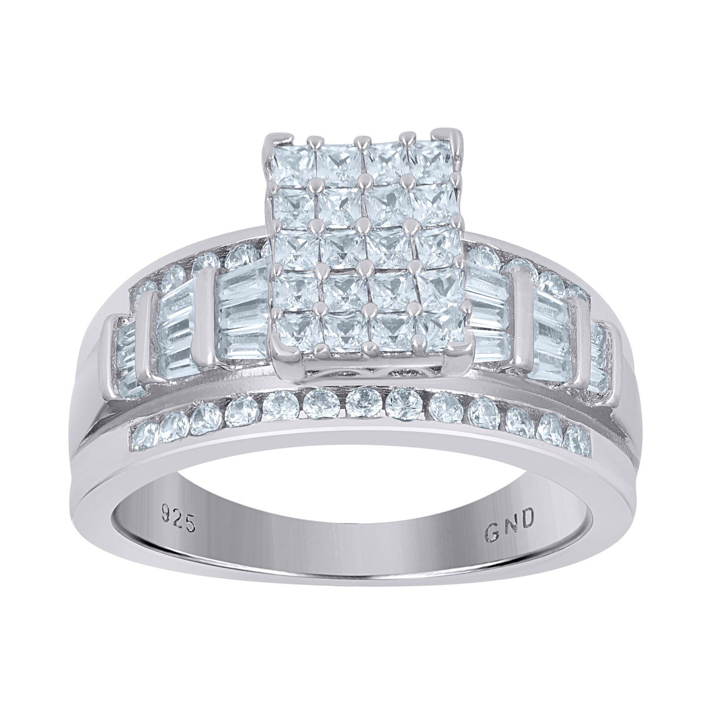 Sterling Silver Women's Cubic Zirconia Cinderella Bridal Anniversary Wedding Engagement Band Ring