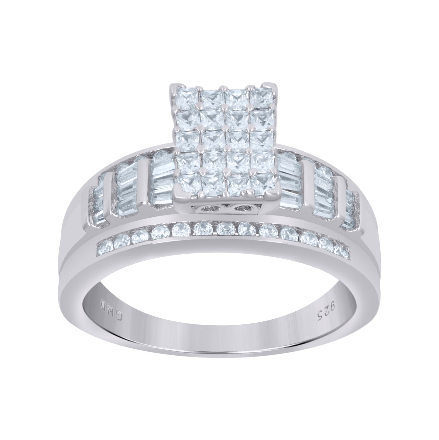 Sterling Silver Women's Cubic Zirconia Cinderella Bridal Anniversary Wedding Engagement Band Ring