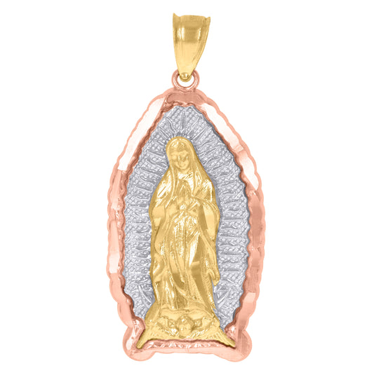 10K Two-Tone Gold Unisex Lady Of Guadalupe Religious Charm Pendant