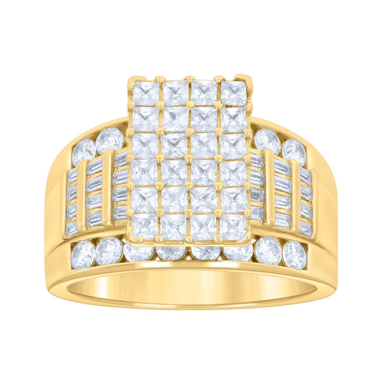 Sterling Silver Yellow-Tone Women's Cubic Zirconia Cinderella Bridal Anniversary Wedding Engagement Band Ring