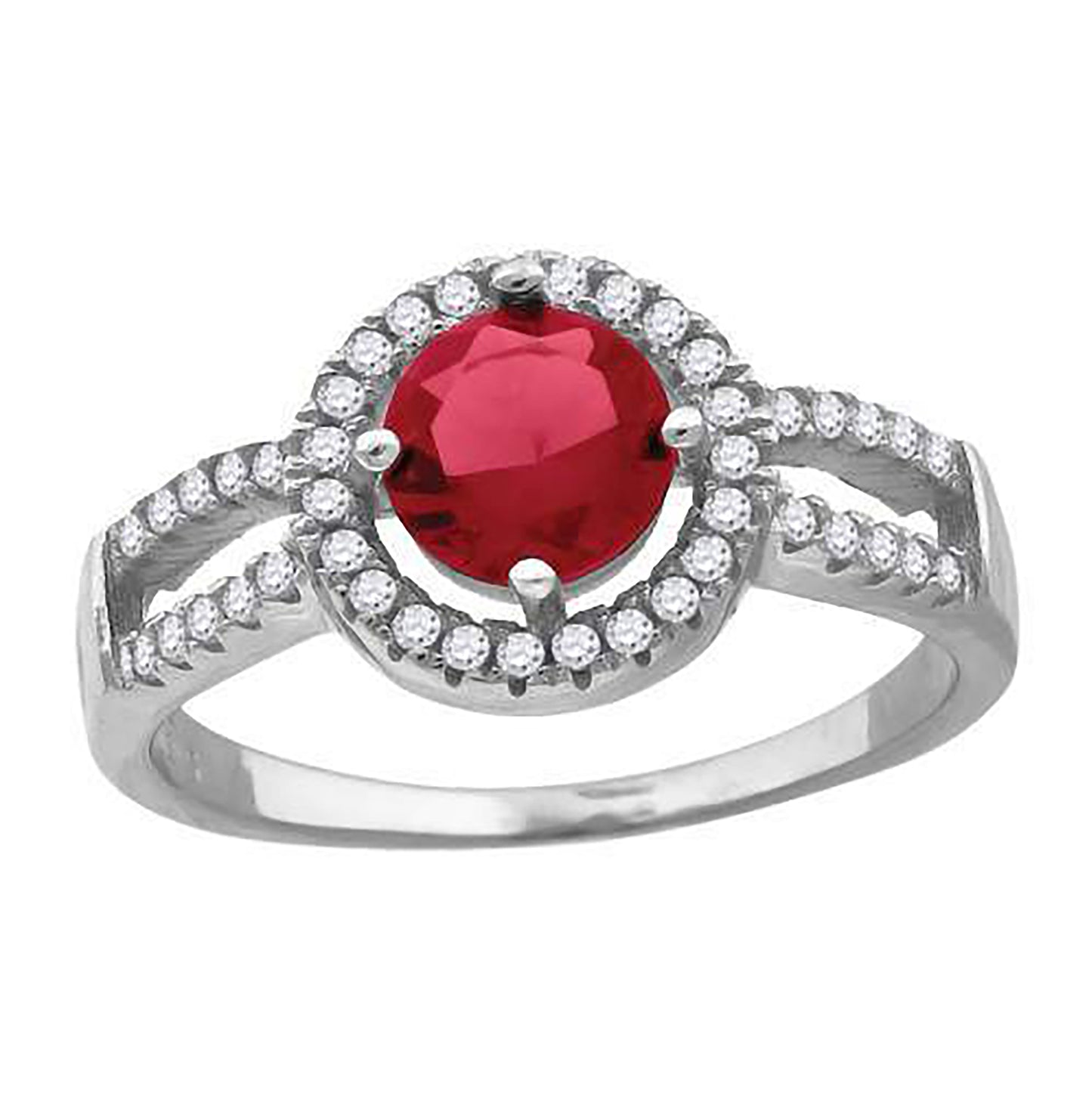 Sterling Silver Women's Red Cubic Zirconia Fancy Bridal Anniversary Wedding Engagement Band Ring