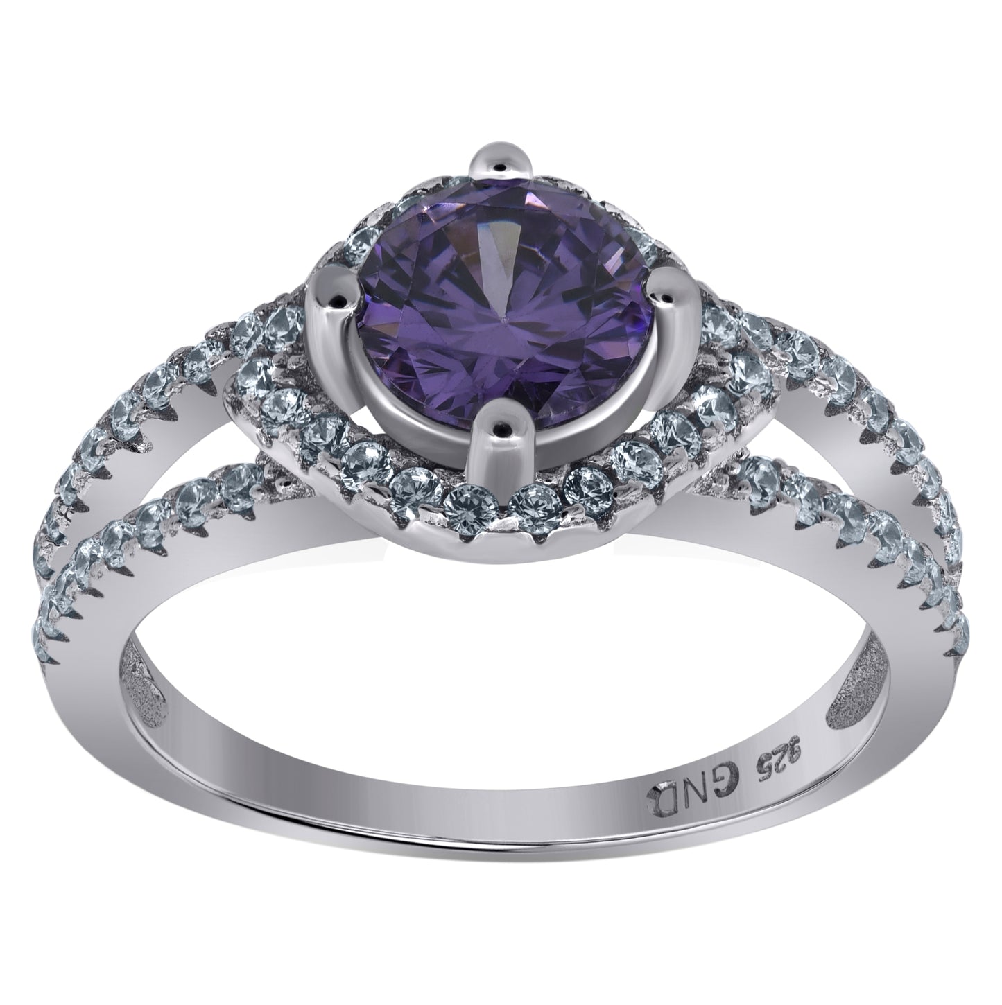 Sterling Silver Womens White Purple Cubic Zirconia Bridal Anniversary Wedding Engagement Band Ring