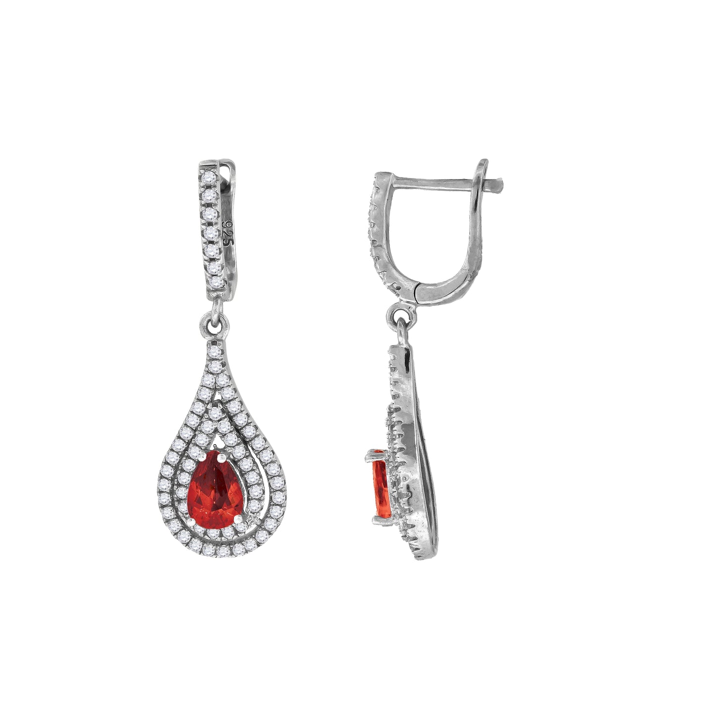 Sterling Silver Womens Cubic Zirconia Tear Drop Dangle Earrings
