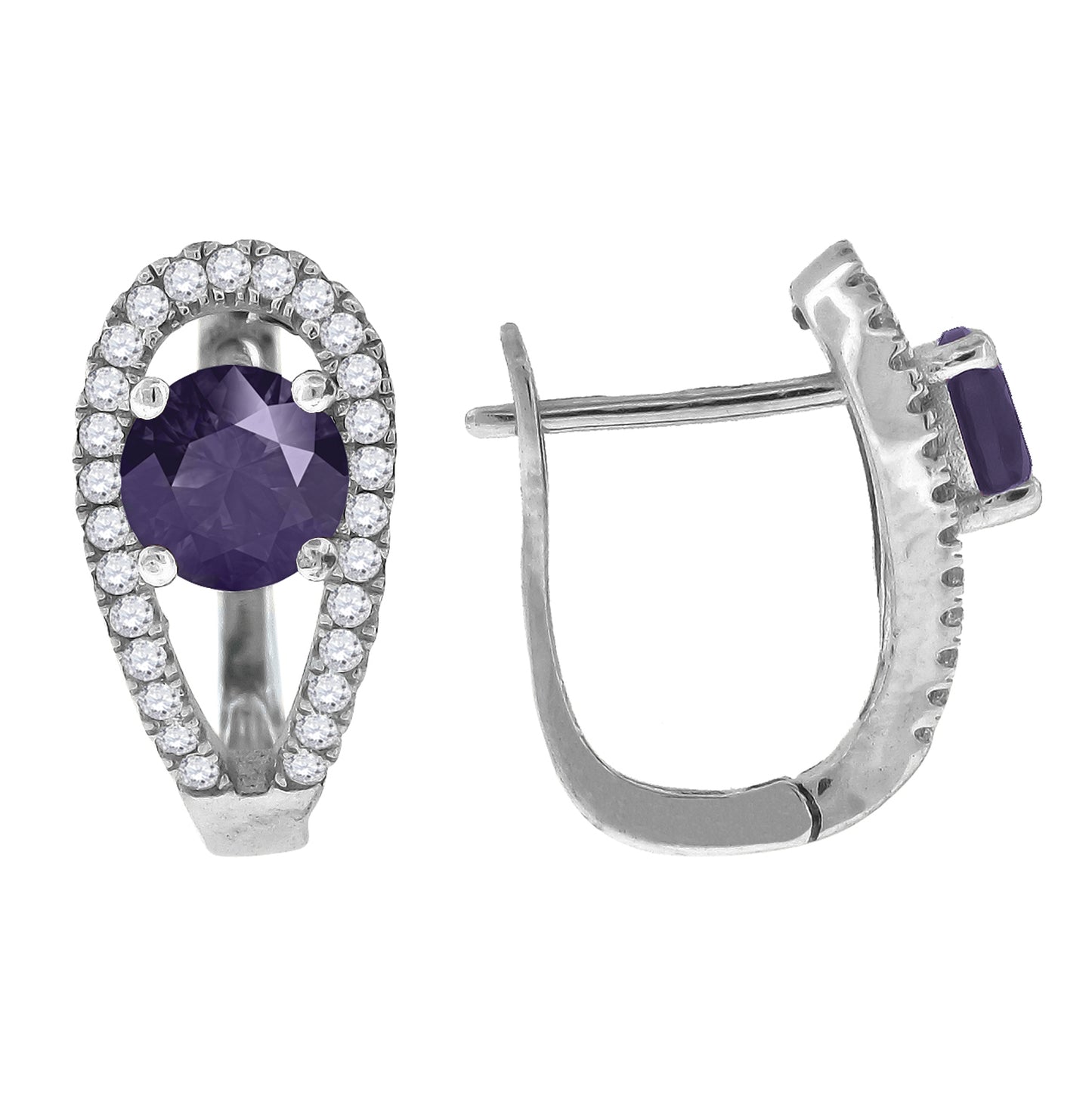 Sterling Silver Womens Cubic Zirconia French Clip Earrings