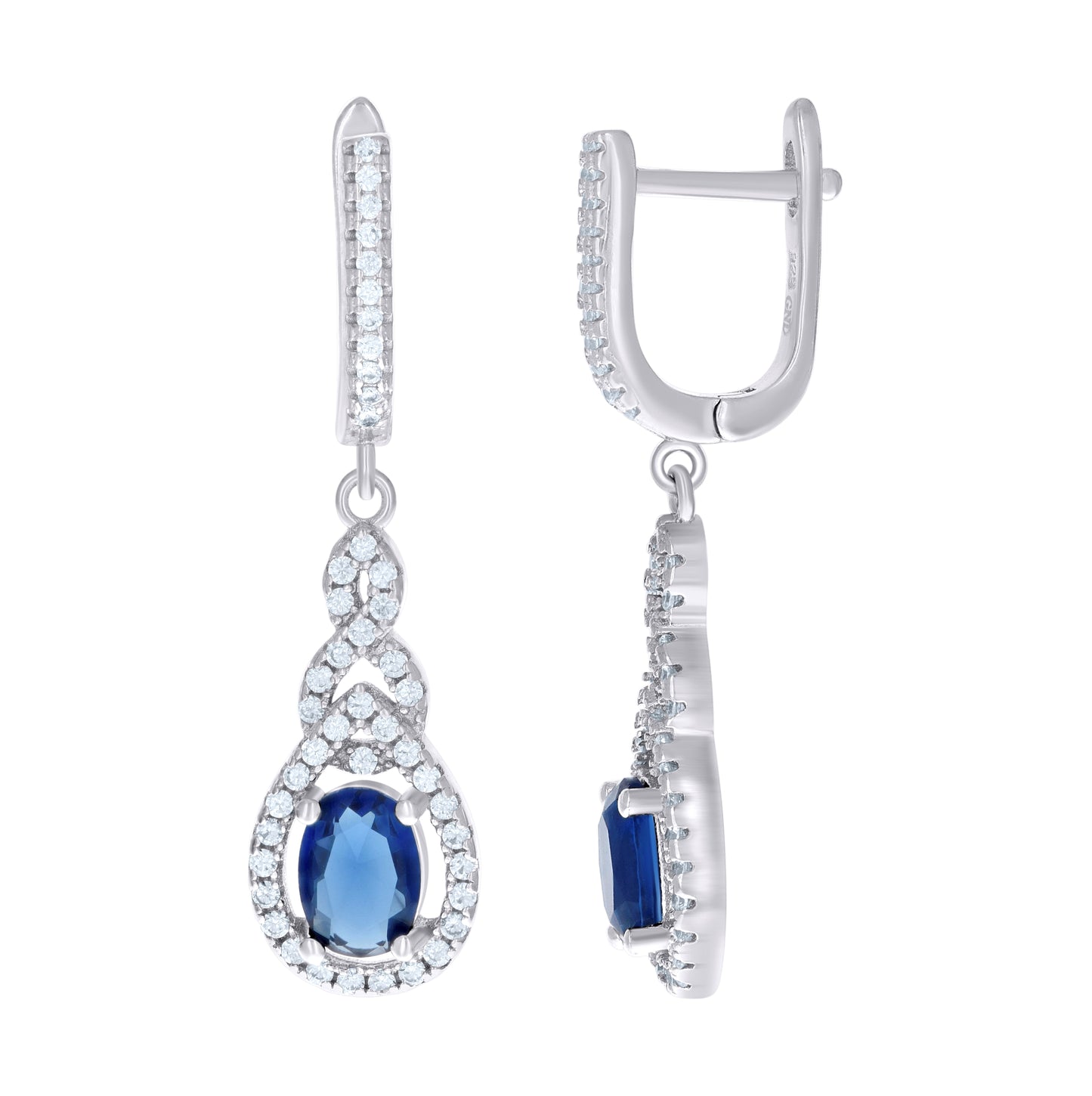 Sterling Silver Womens Cubic Zirconia Tear Drop Dangle Earrings