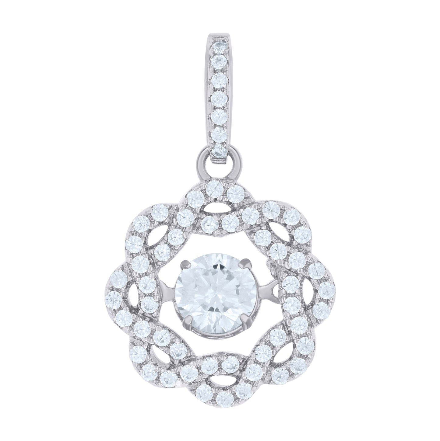 Sterling Silver Womens Cubic-Zirconia Fashion Charm Pendant