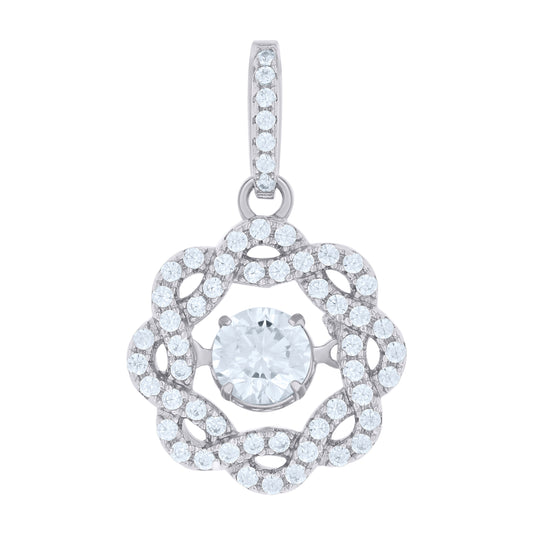 Sterling Silver Womens Cubic-Zirconia Fashion Charm Pendant