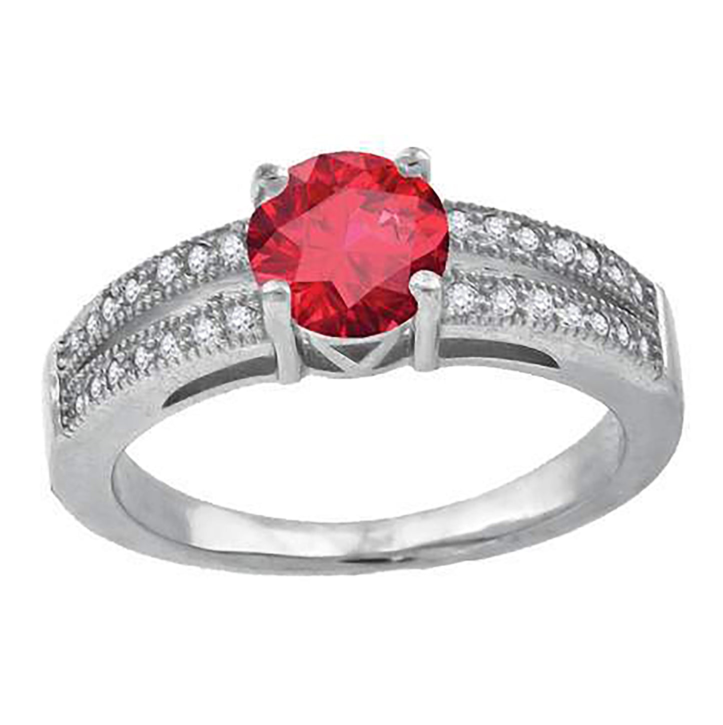 Sterling Silver Womens Red Cubic Zirconia Fancy Bridal Anniversary Wedding Engagement Band Ring