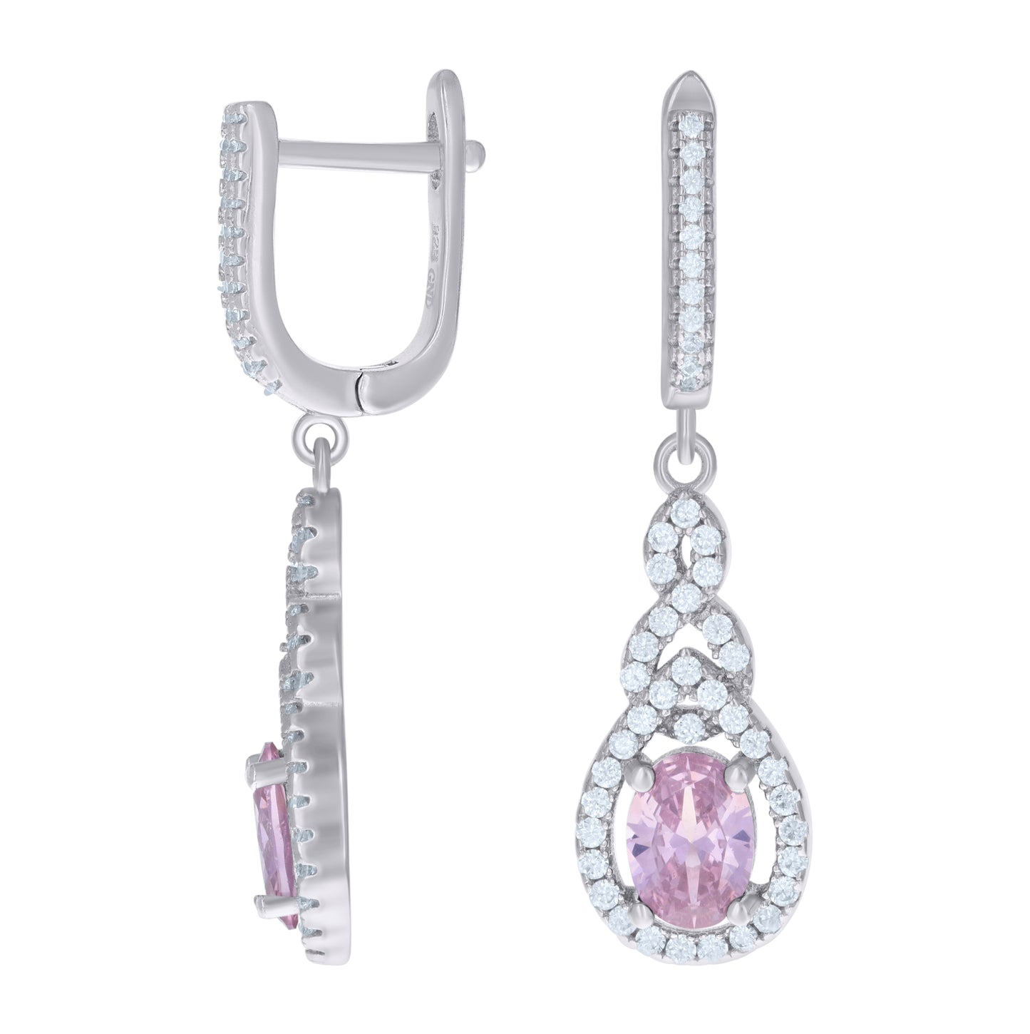 Sterling Silver Womens Cubic Zirconia Tear Drop Dangle Earrings