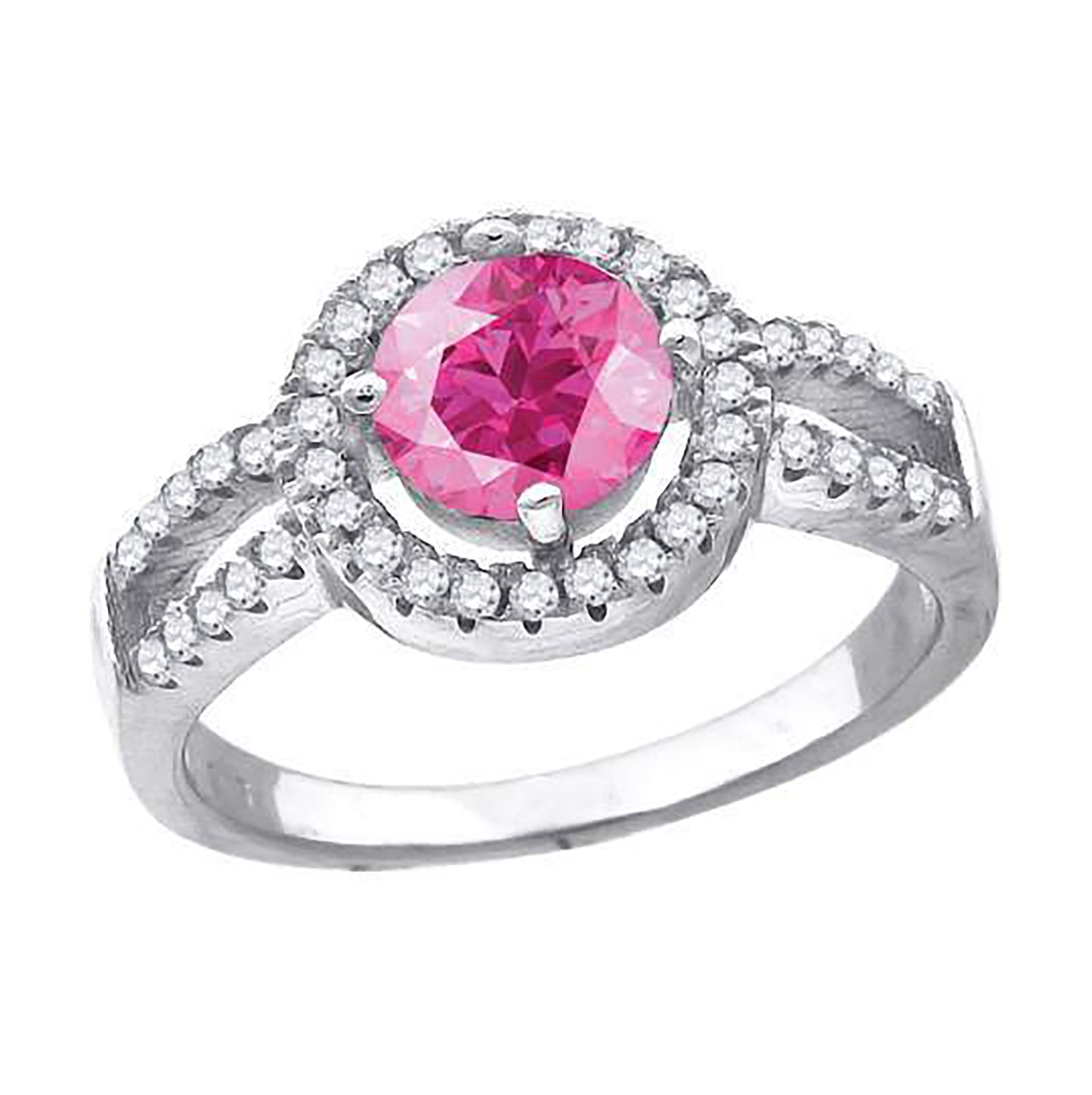 Sterling Silver Women's Pink Cubic Zirconia Fancy Bridal Anniversary Wedding Engagement Band Ring