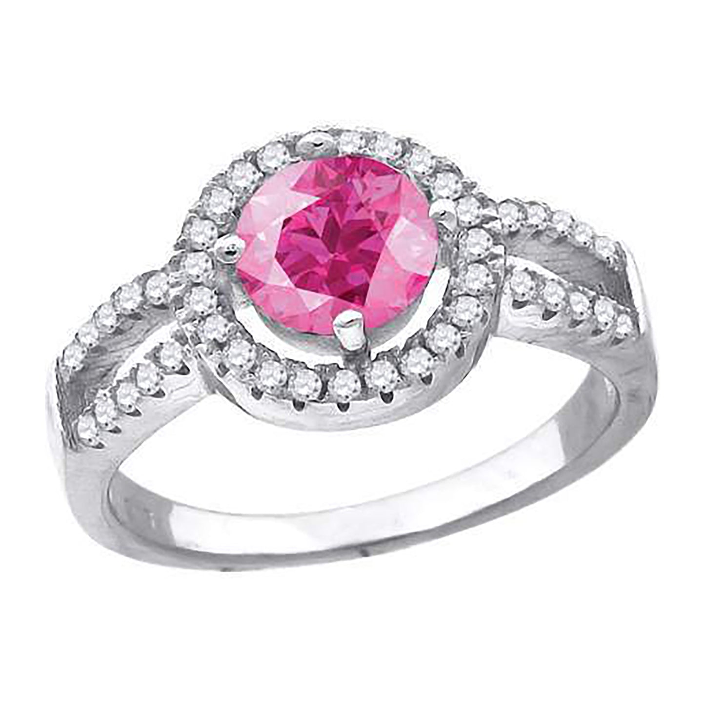 Sterling Silver Women's Pink Cubic Zirconia Fancy Bridal Anniversary Wedding Engagement Band Ring