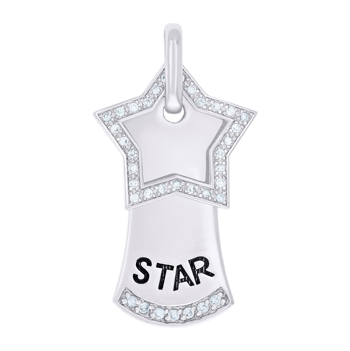 Sterling Silver Womens Cubic-Zirconia Star Badge Occupation Charm Pendant