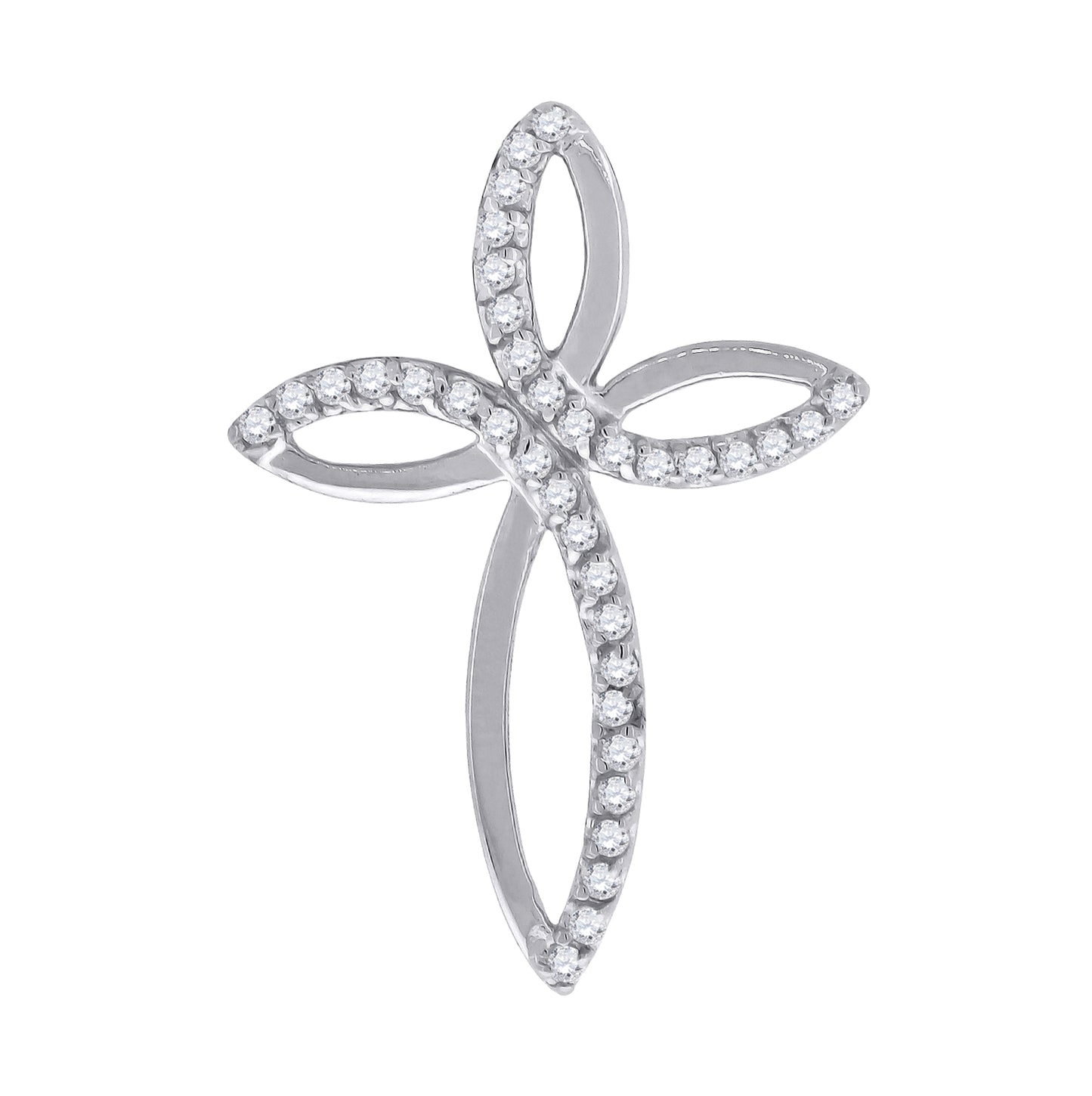 Sterling Silver Unisex Cubic-Zirconia Cross Religious Charm Pendant