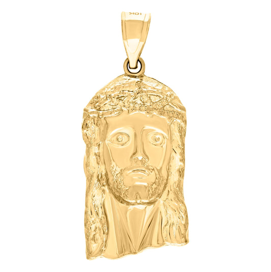 10K Yellow Gold Mens Jesus Religious Charm Pendant