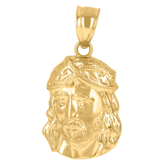 10K Yellow Gold Mens Jesus Religious Charm Pendant