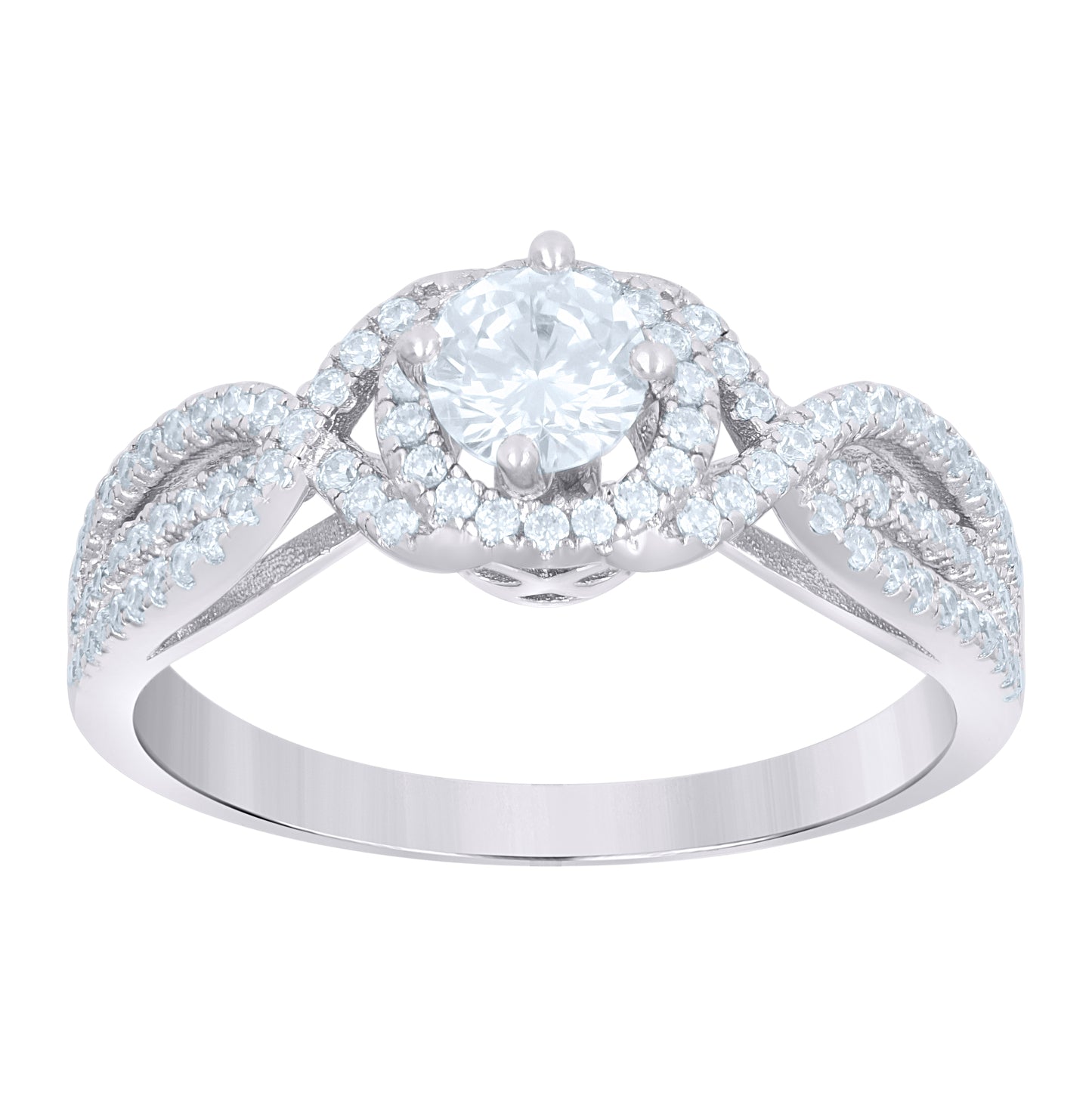 Sterling Silver Women's Cubic-Zirconia Duo Bridal Anniversary Wedding Engagement Band Ring Set
