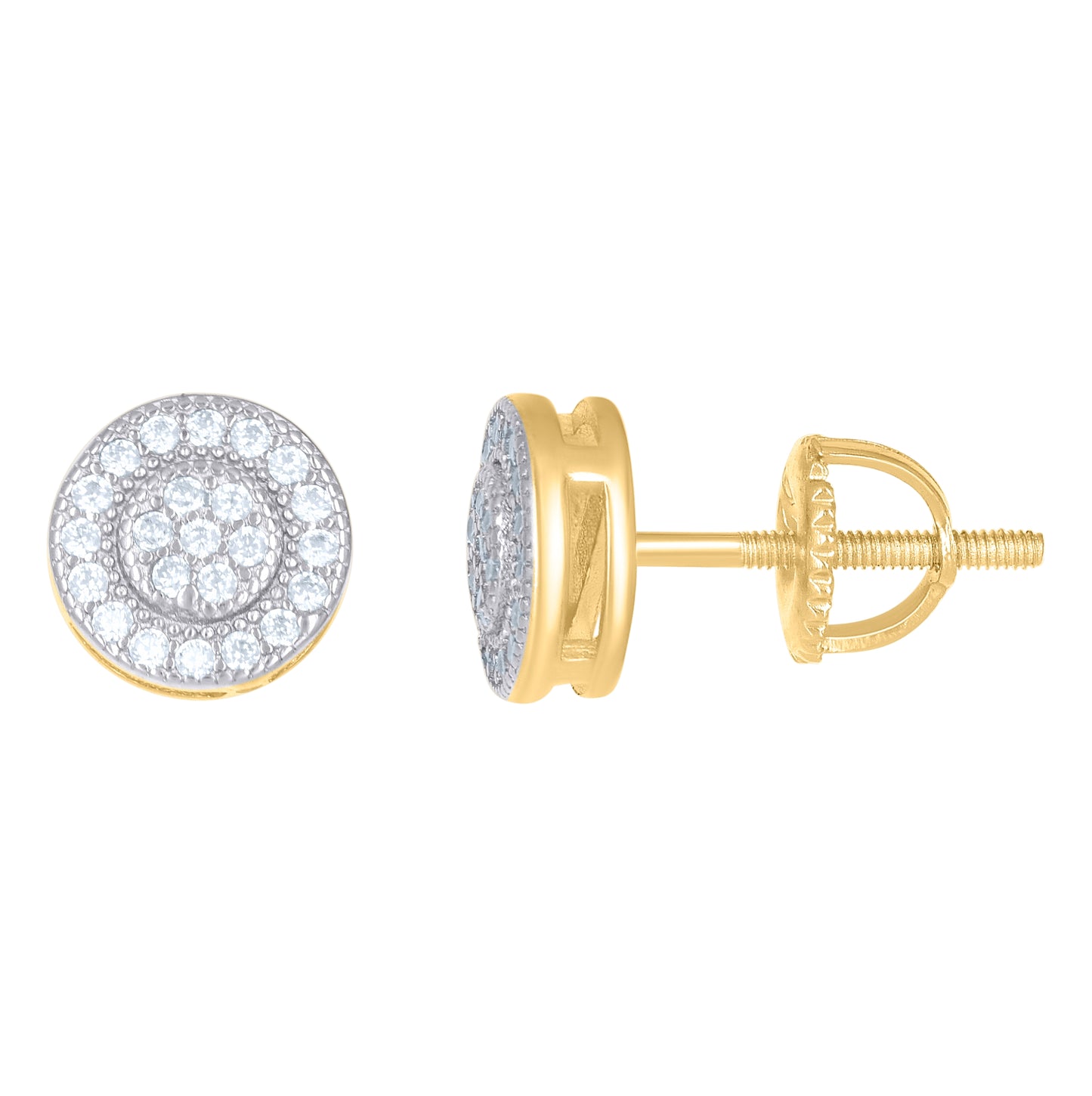 Sterling Silver Or Yellow-Tone Unisex Round Cubic Zirconia Stud Flower Cluster Fashion Earrings