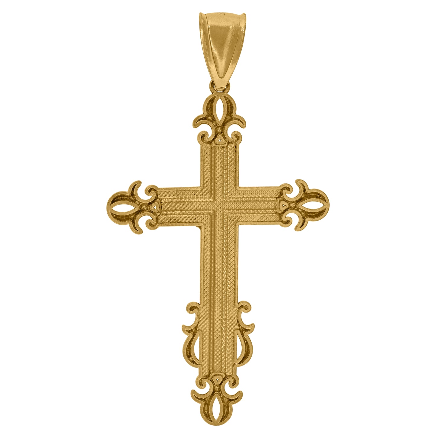 10K Two-tone Gold Mens Crucifix Cross Religious Charm Pendant