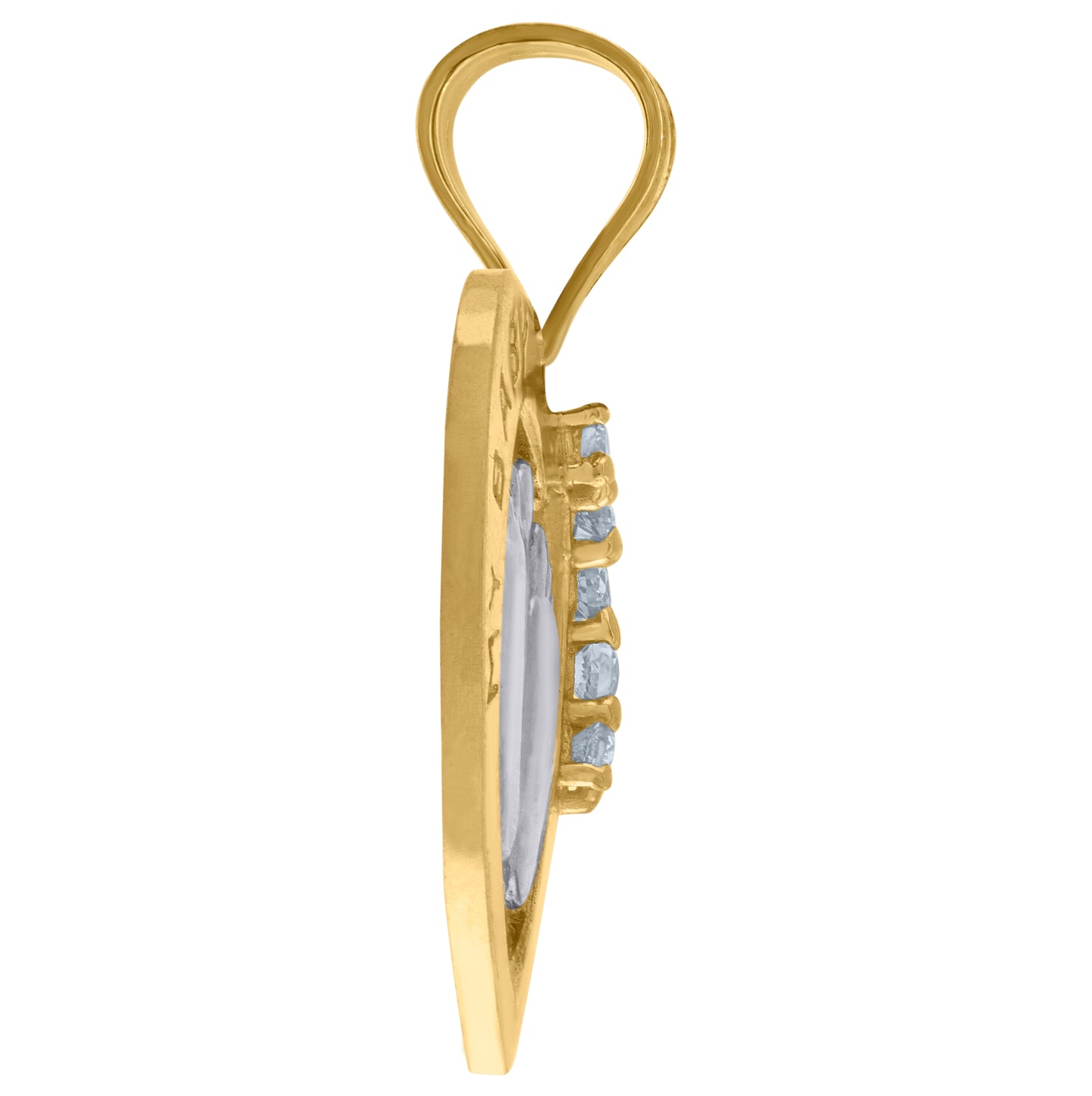 10K Yellow Gold Womens Cubic Zirconia Cubic-Zirconia Baby Footprint My Baby Heart Charm Pendant