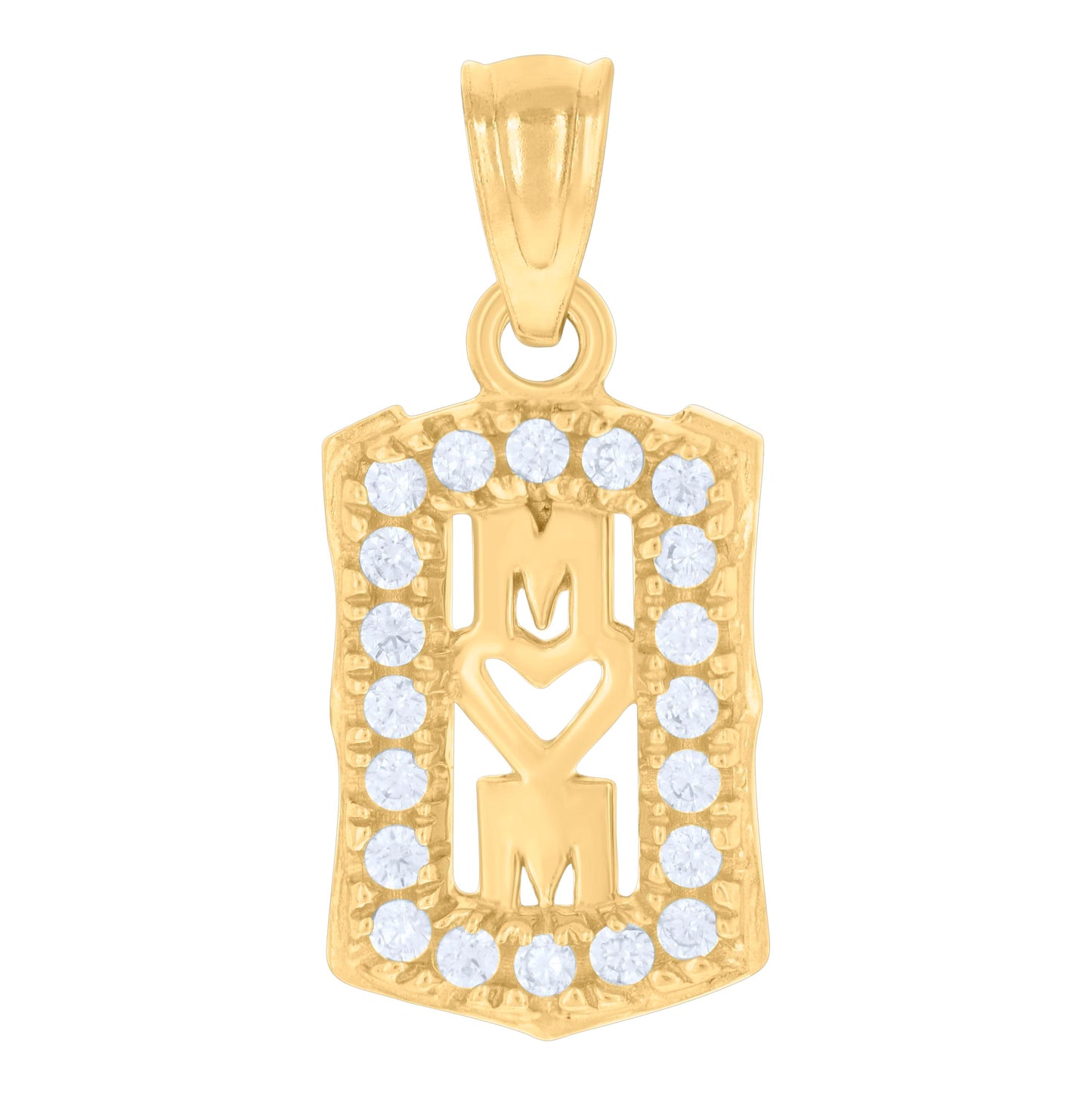 10K Gold Two-Tone Cubic-Zirconia Womens Mother Mom Charm Pendant